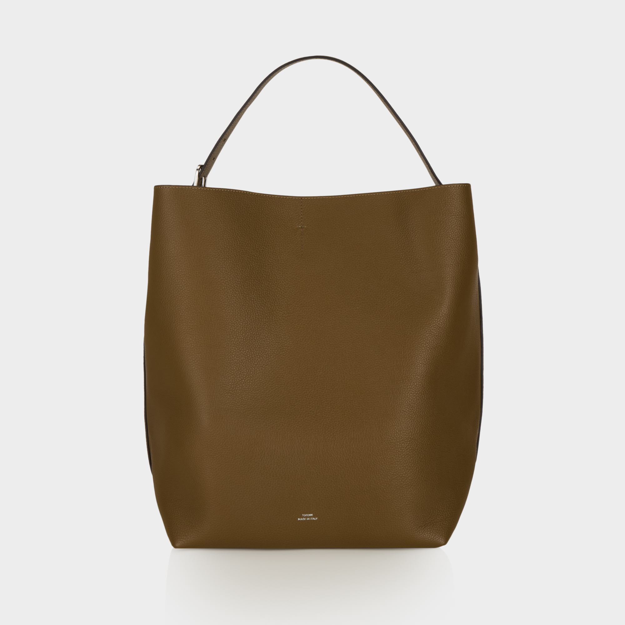 Belted Grained Leather Tote Bag
