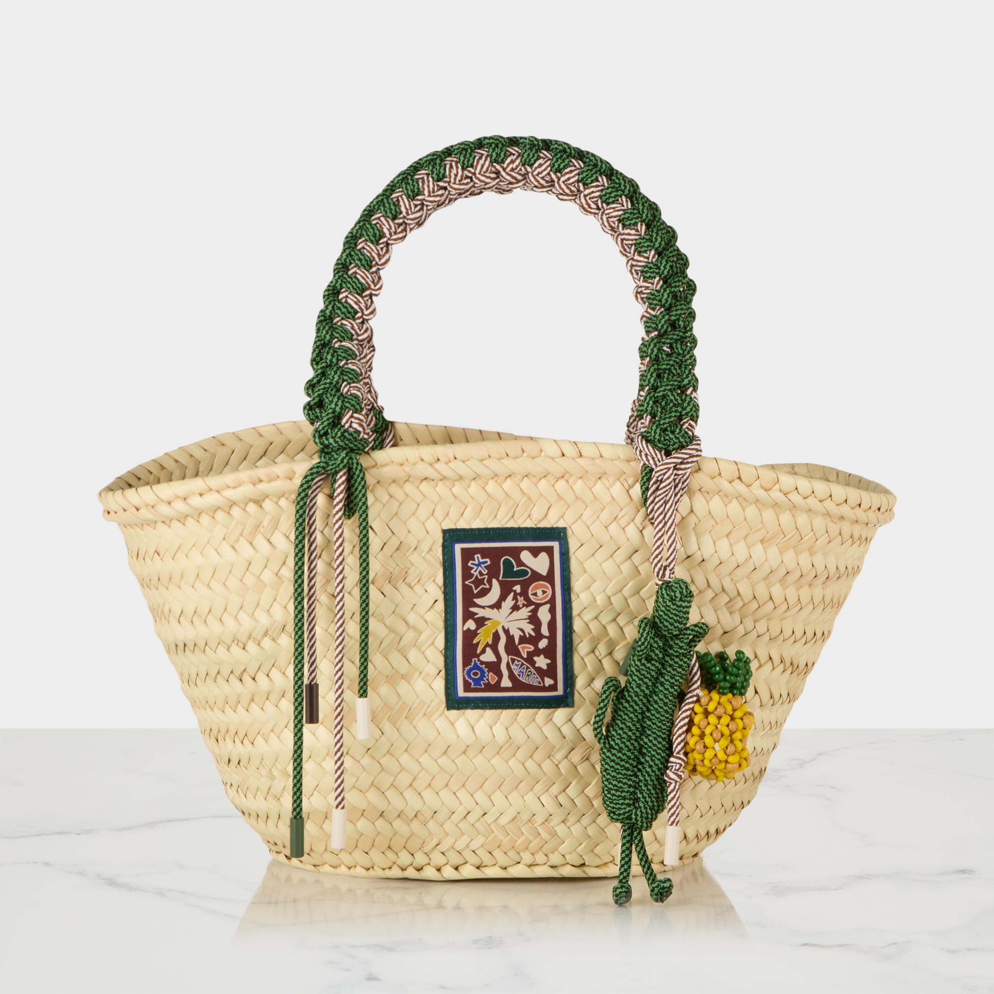 Macrame Midi Basket Tote Bag