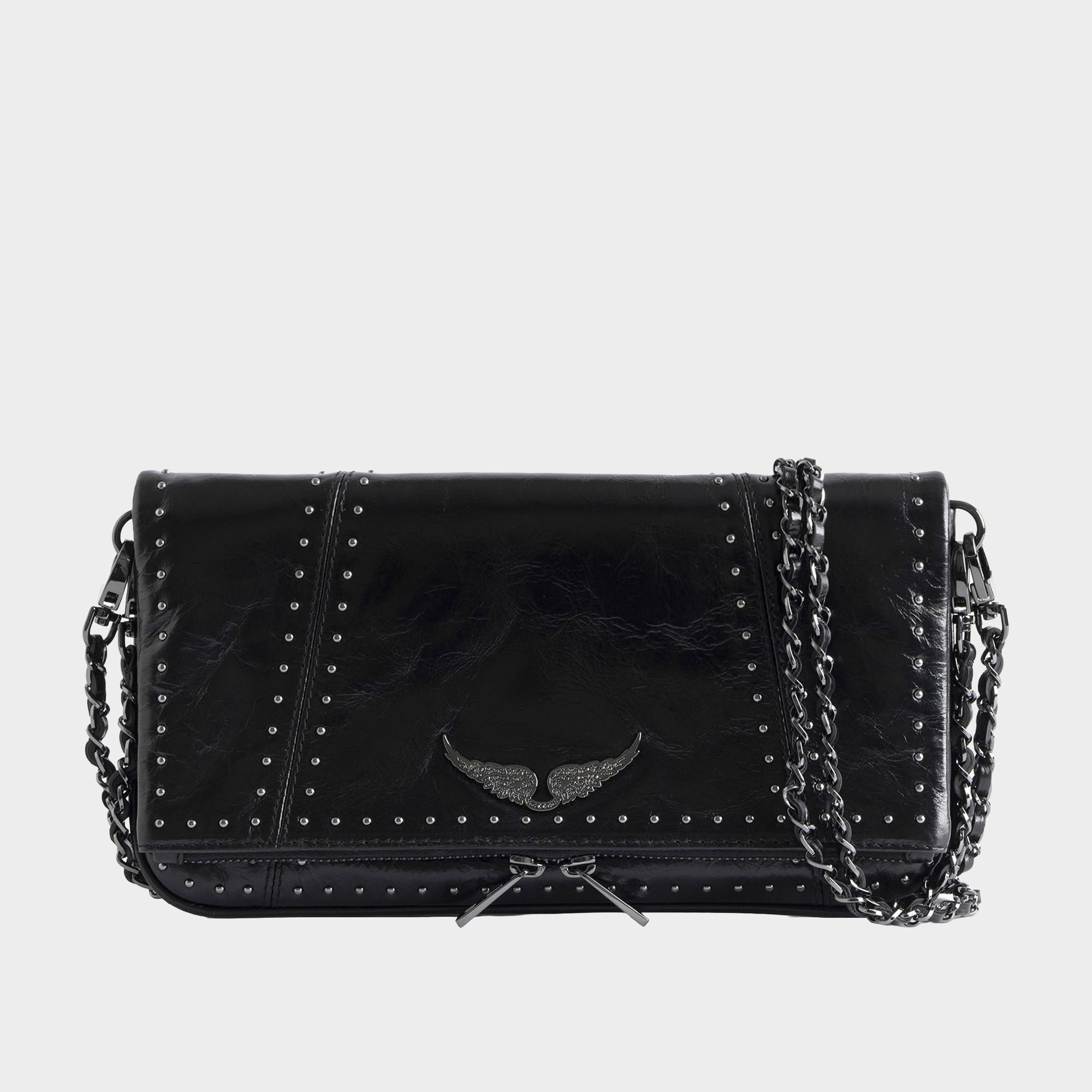 Rock Vintage Patent Studded Clutch