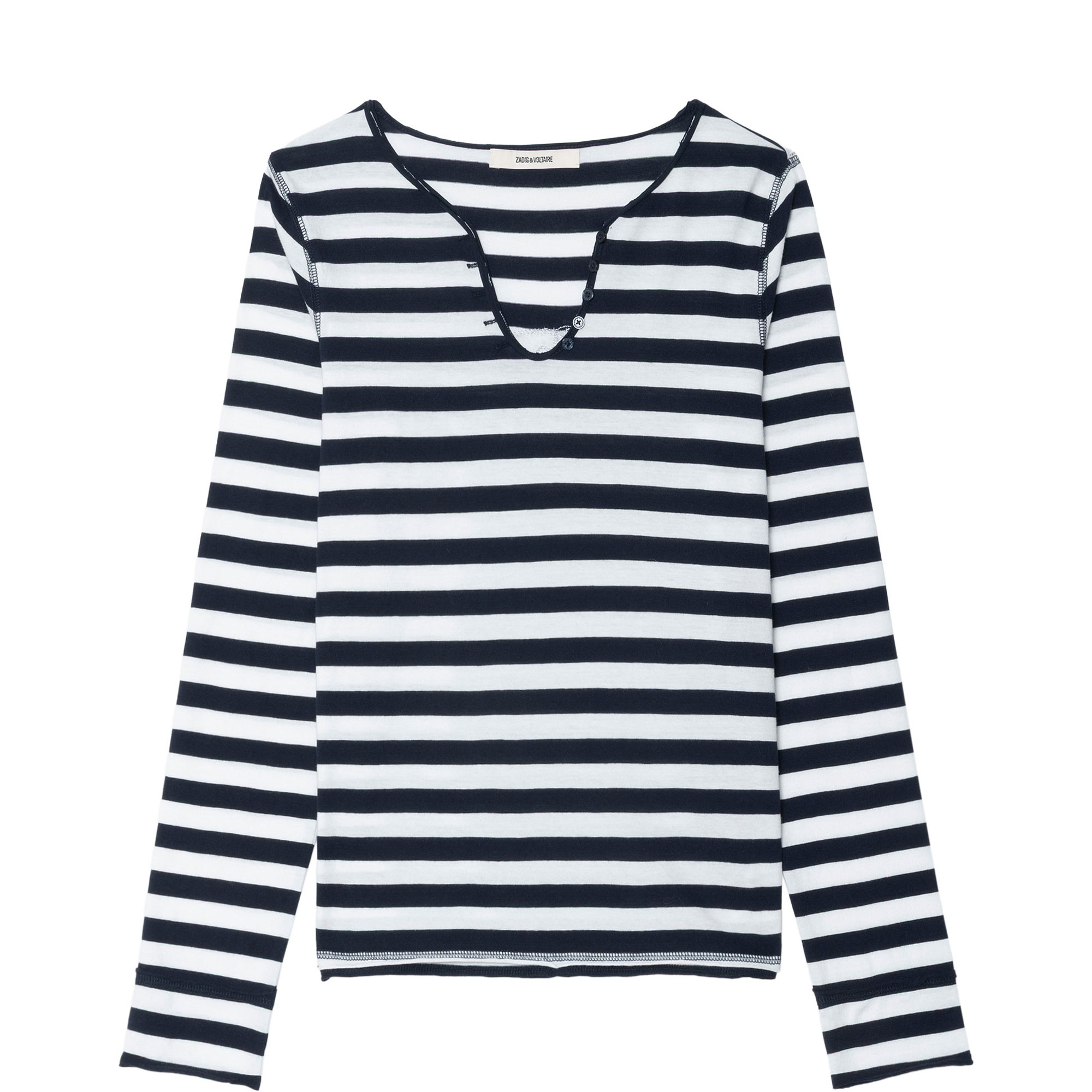 Henley Logo Striped Embellished Top