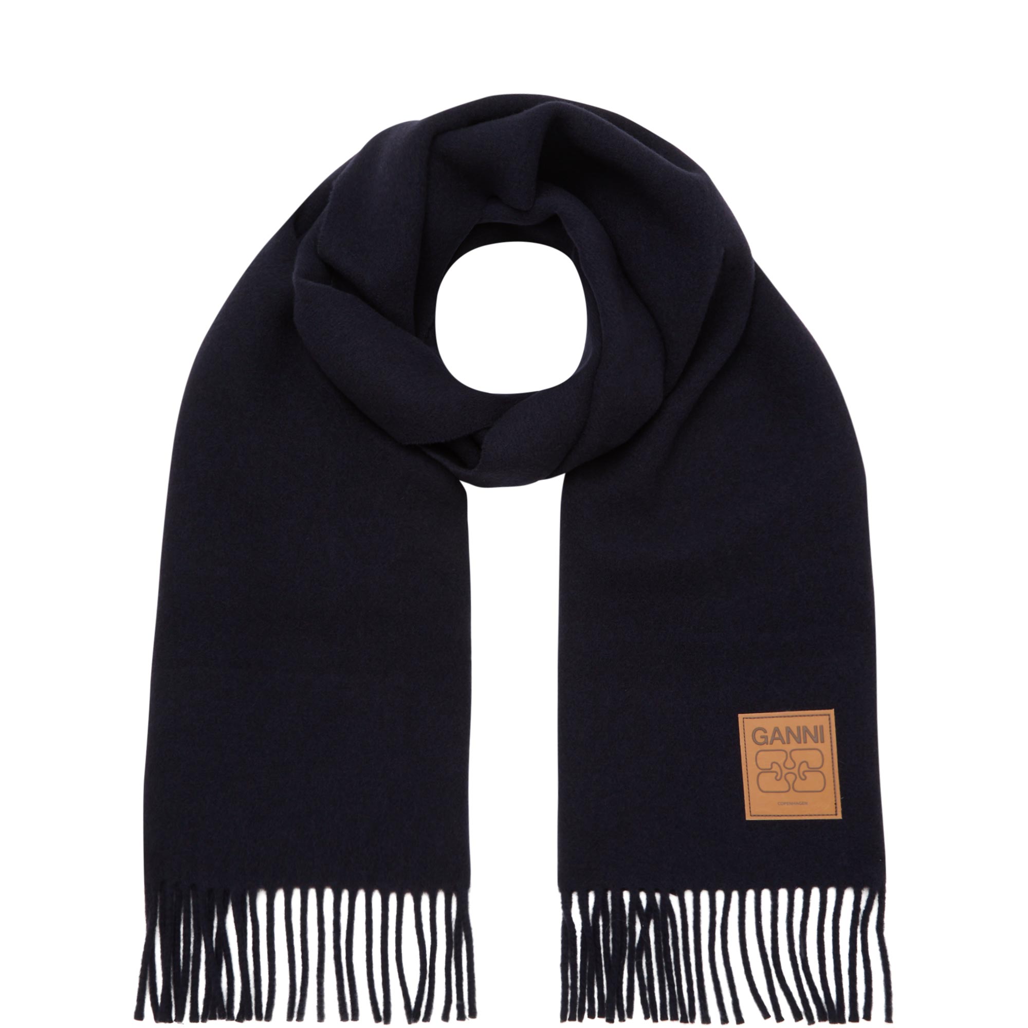 Logo Solid Fringed Scarf