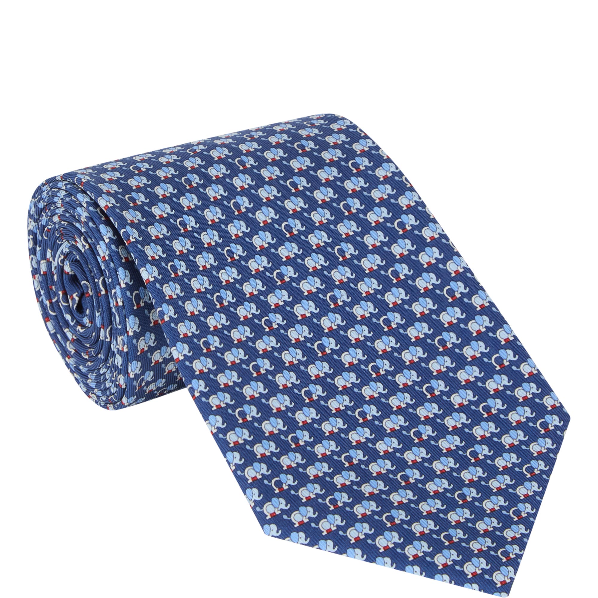 Elephant Patterned Silk Tie