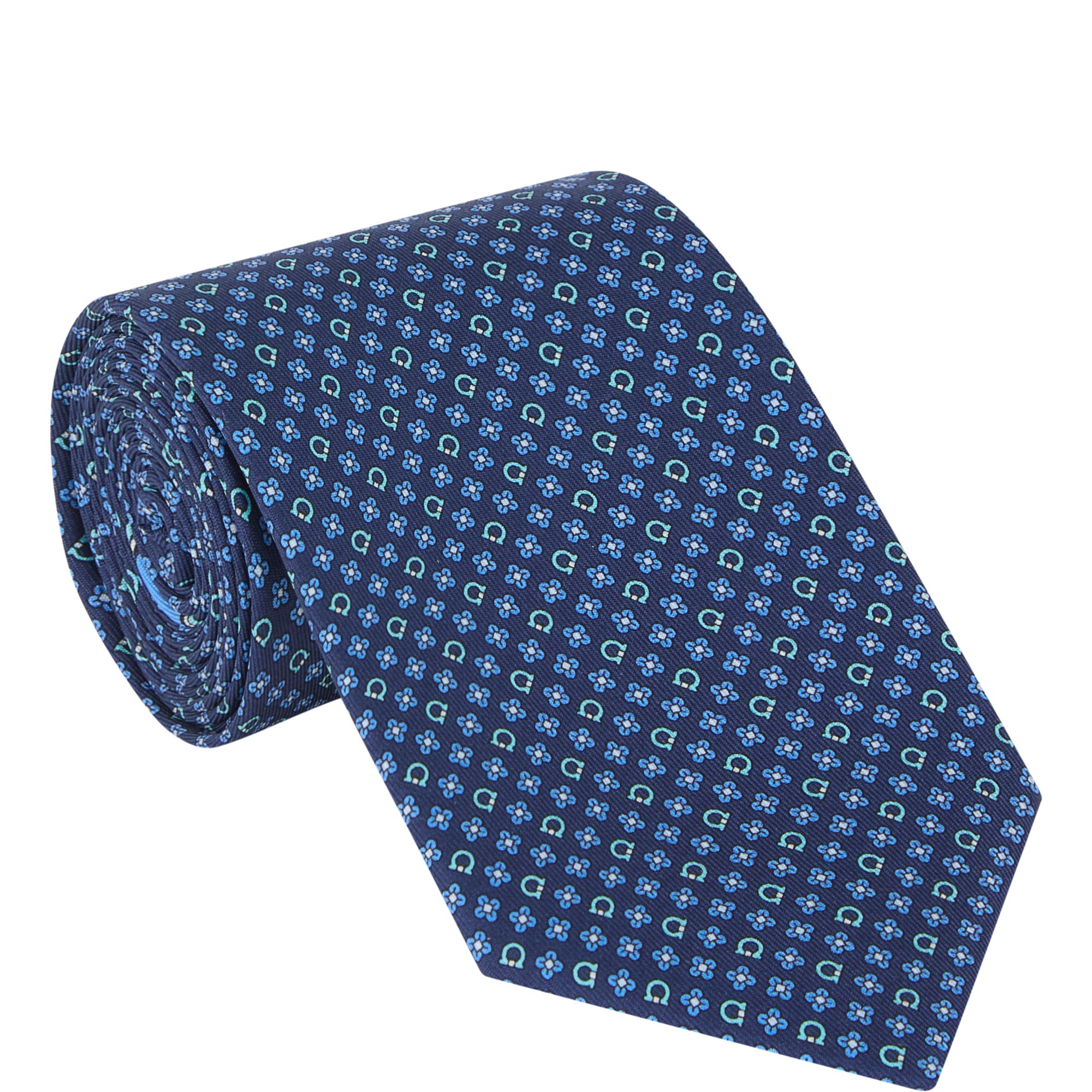 Logo Lettered Flower Silk Tie