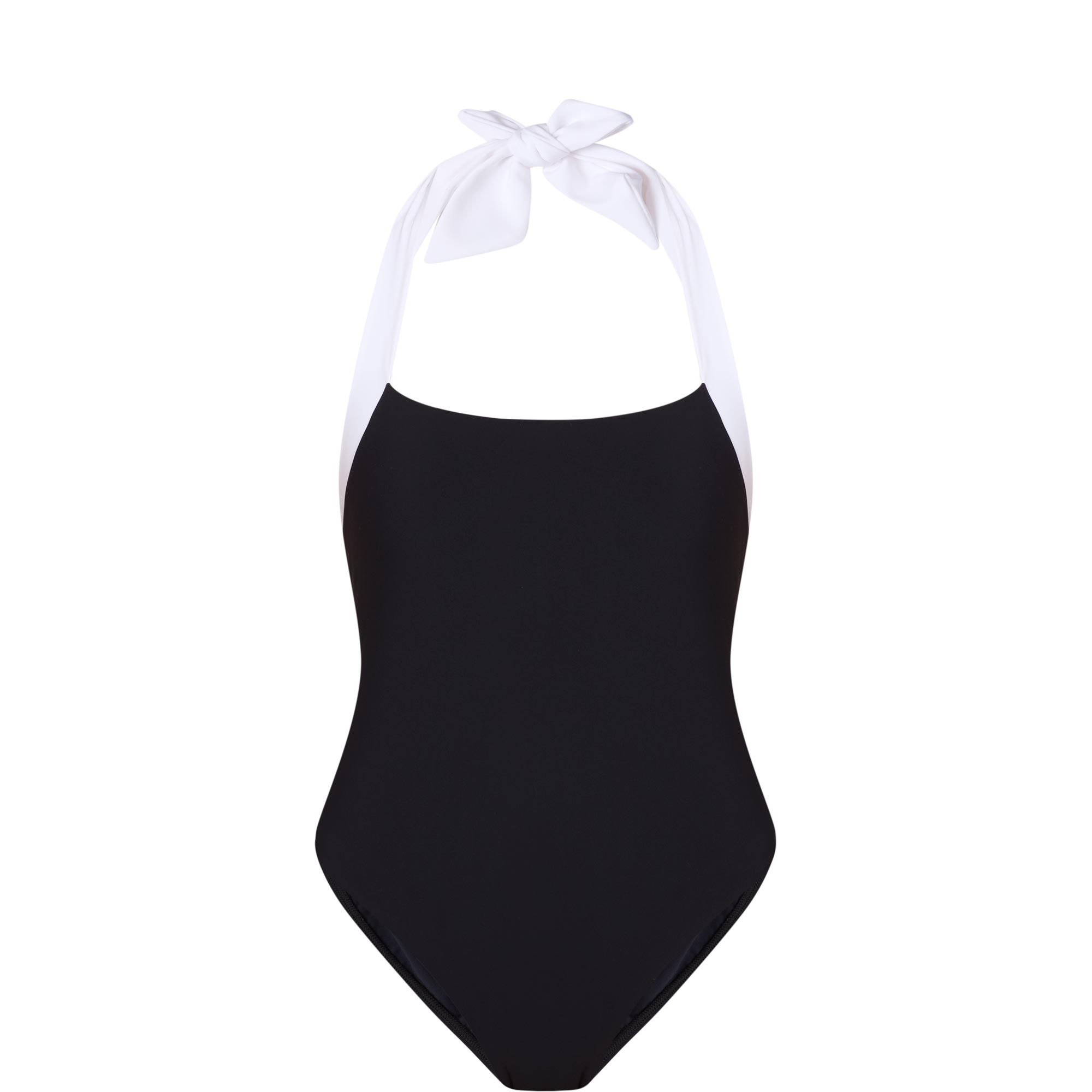 Contrast Trim Halter One-Piece Swimsuit