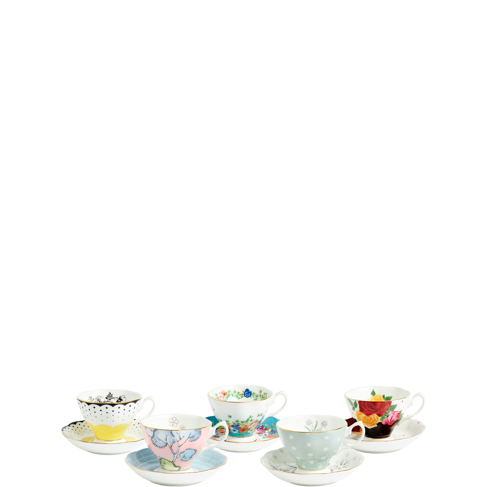 100 Years 1920-1960 Five-Piece Teacup & Saucer Set