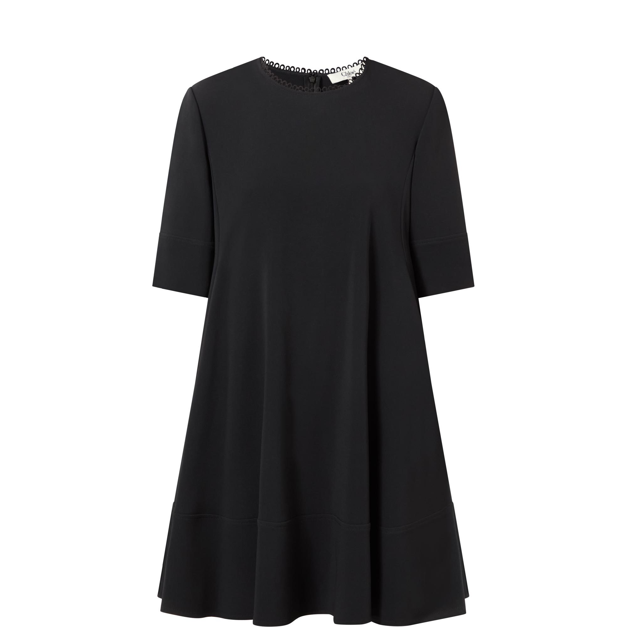 Scallop Trim Mini Skater Dress