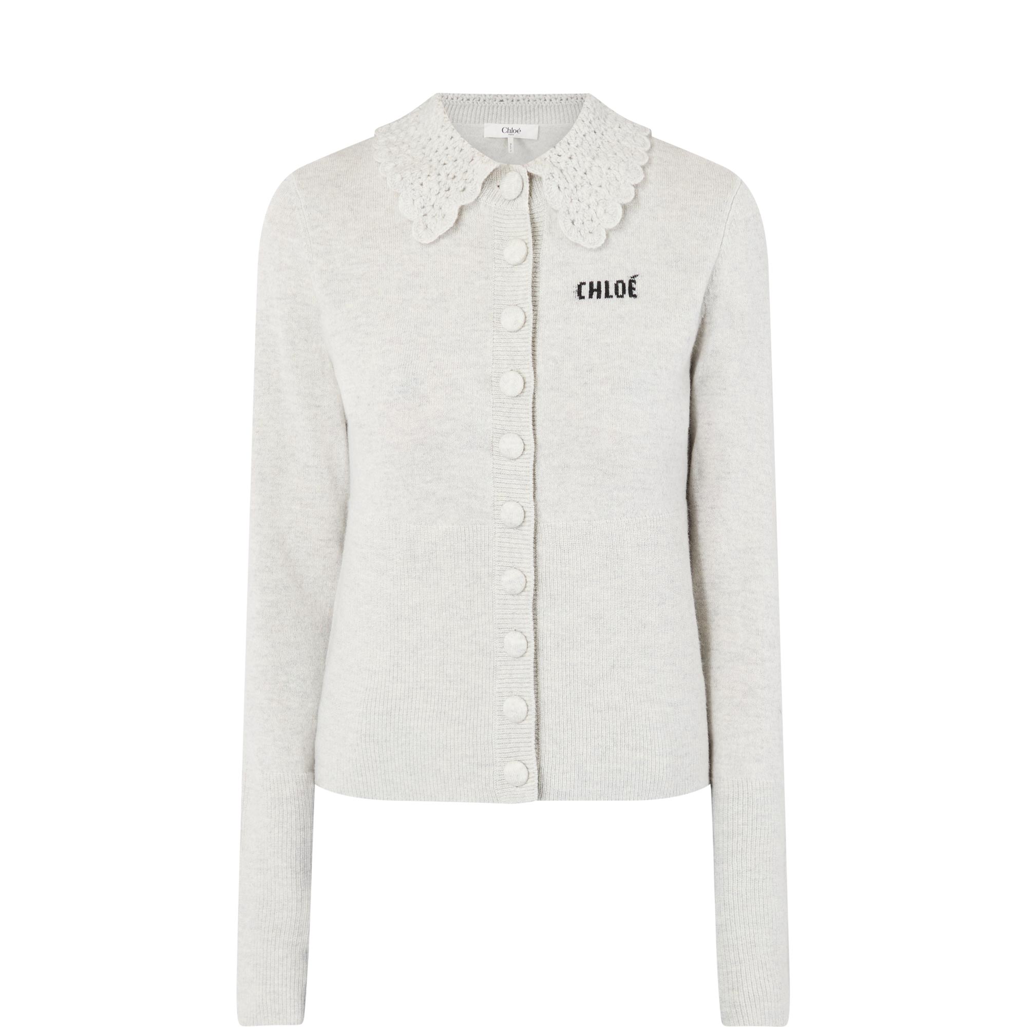 Eyelet Collar Logo Knit Cardigan