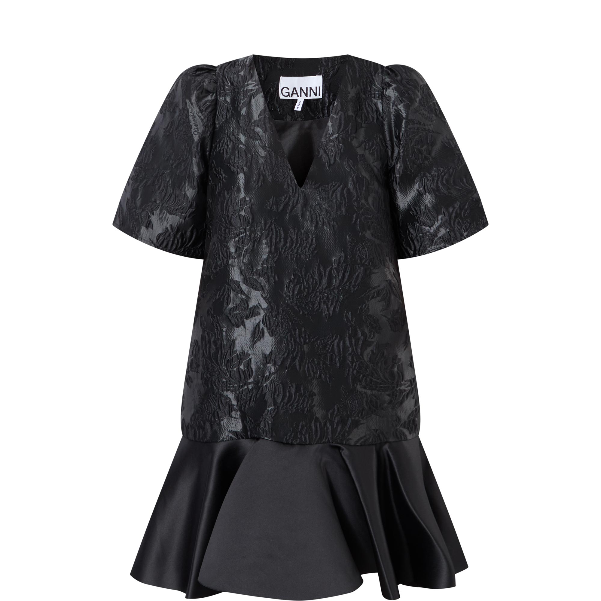 Floral Jacquard Drop Waist Mini Dress