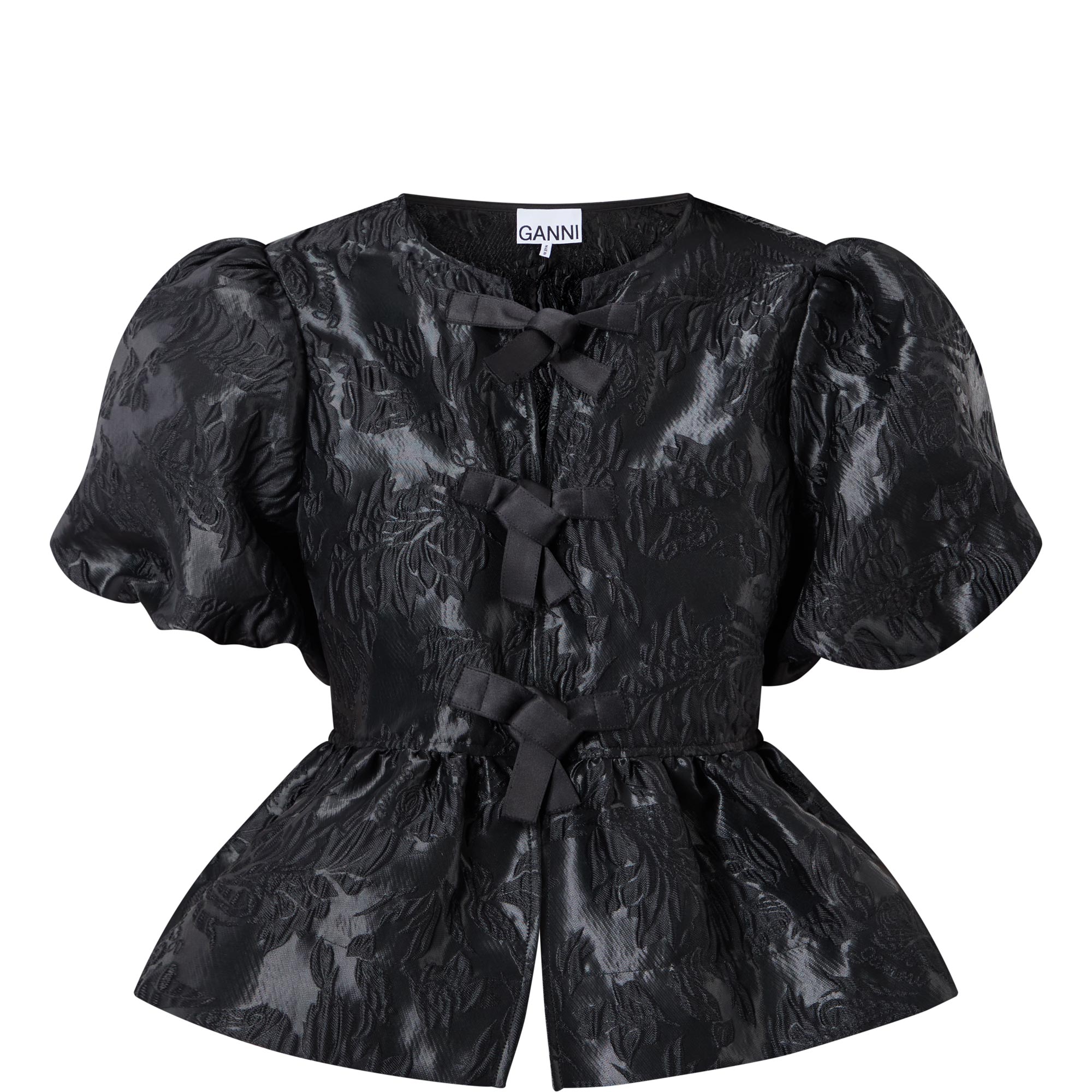 Cloque Jacquard Peplum Blouse