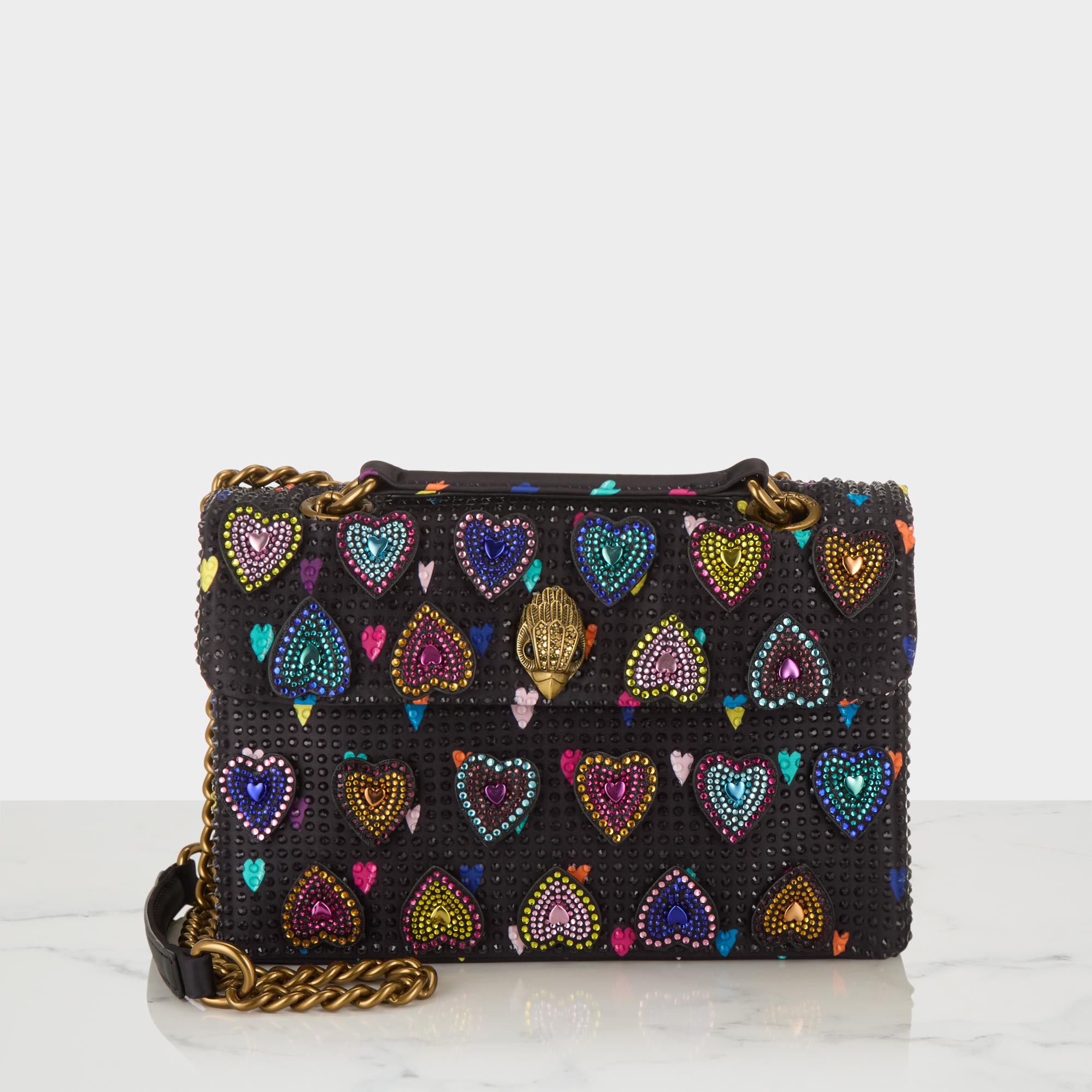 Kensington Rhinestone Heart Crossbody Bag