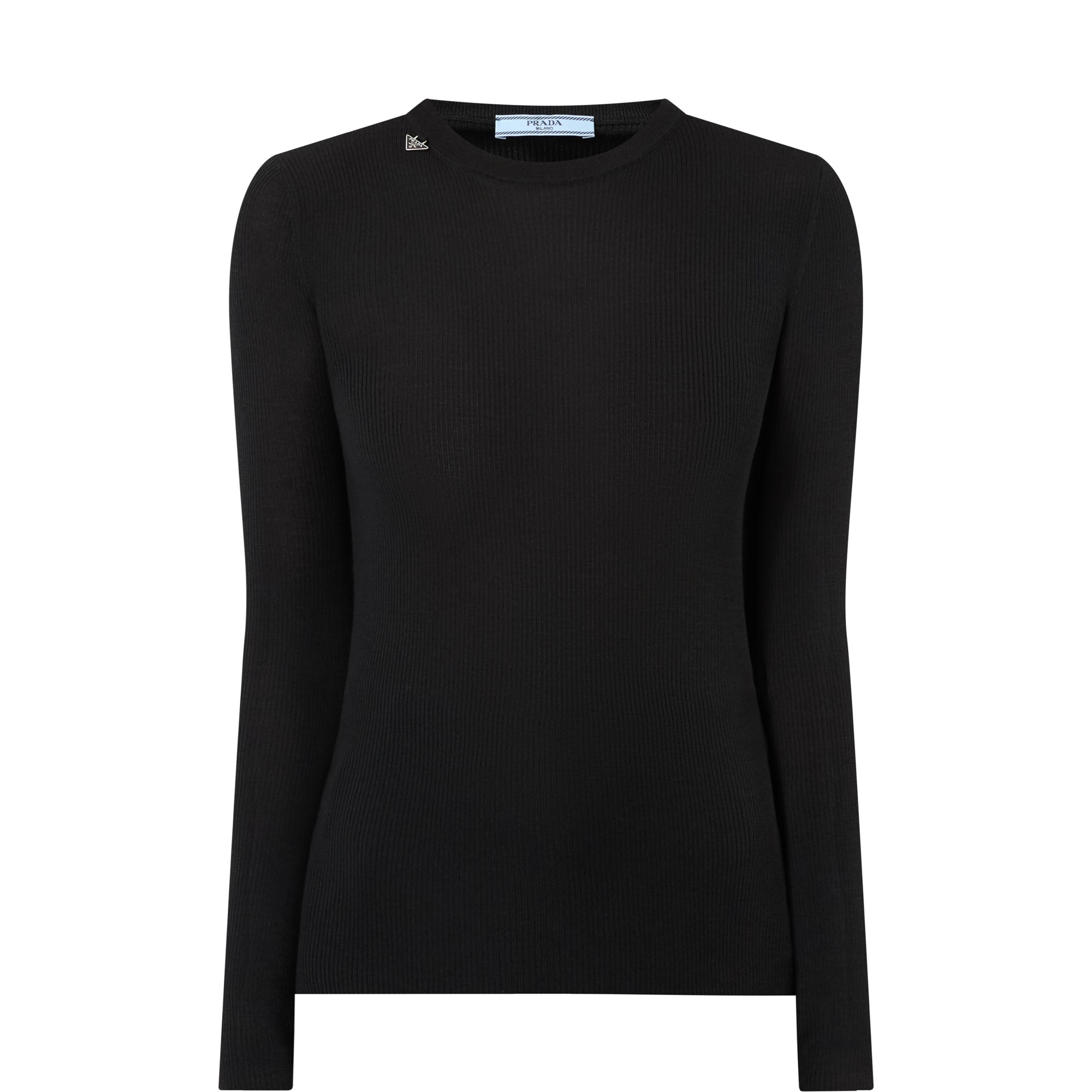 Triangle Logo Ribbed Knit Top