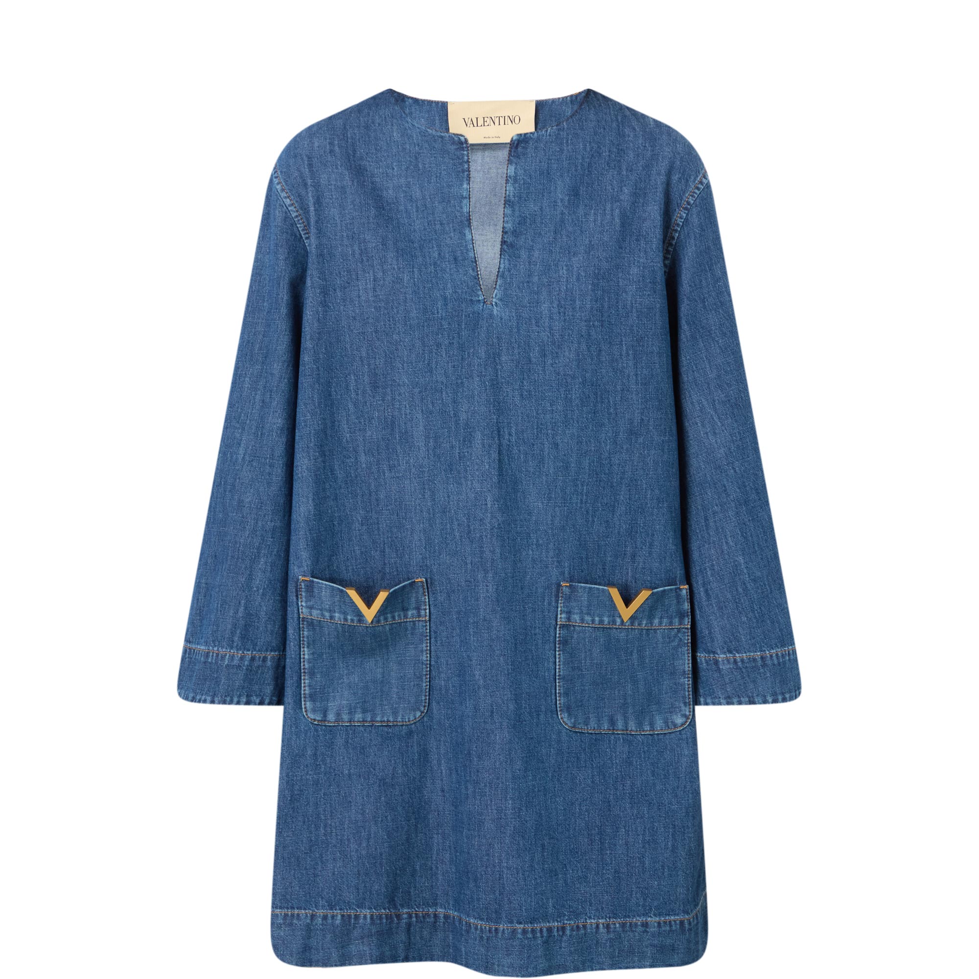V Logo Denim Dress