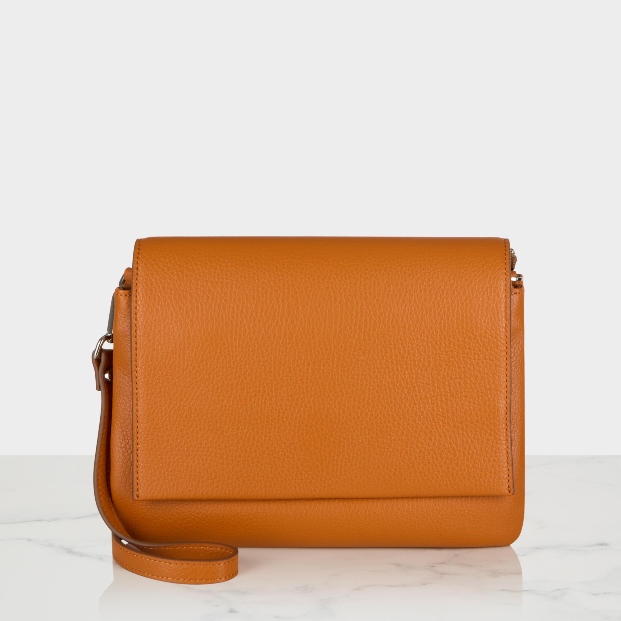 Three Flap Leather Crossbody Bag