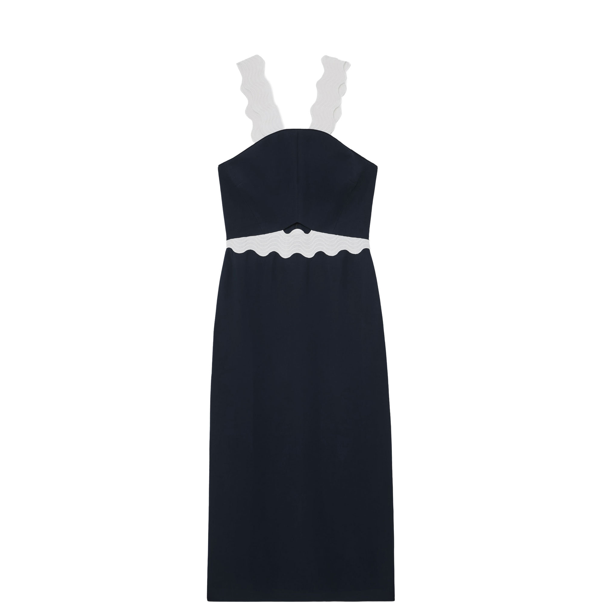 Dillon Contrast Wave-Trim Fitted Dress