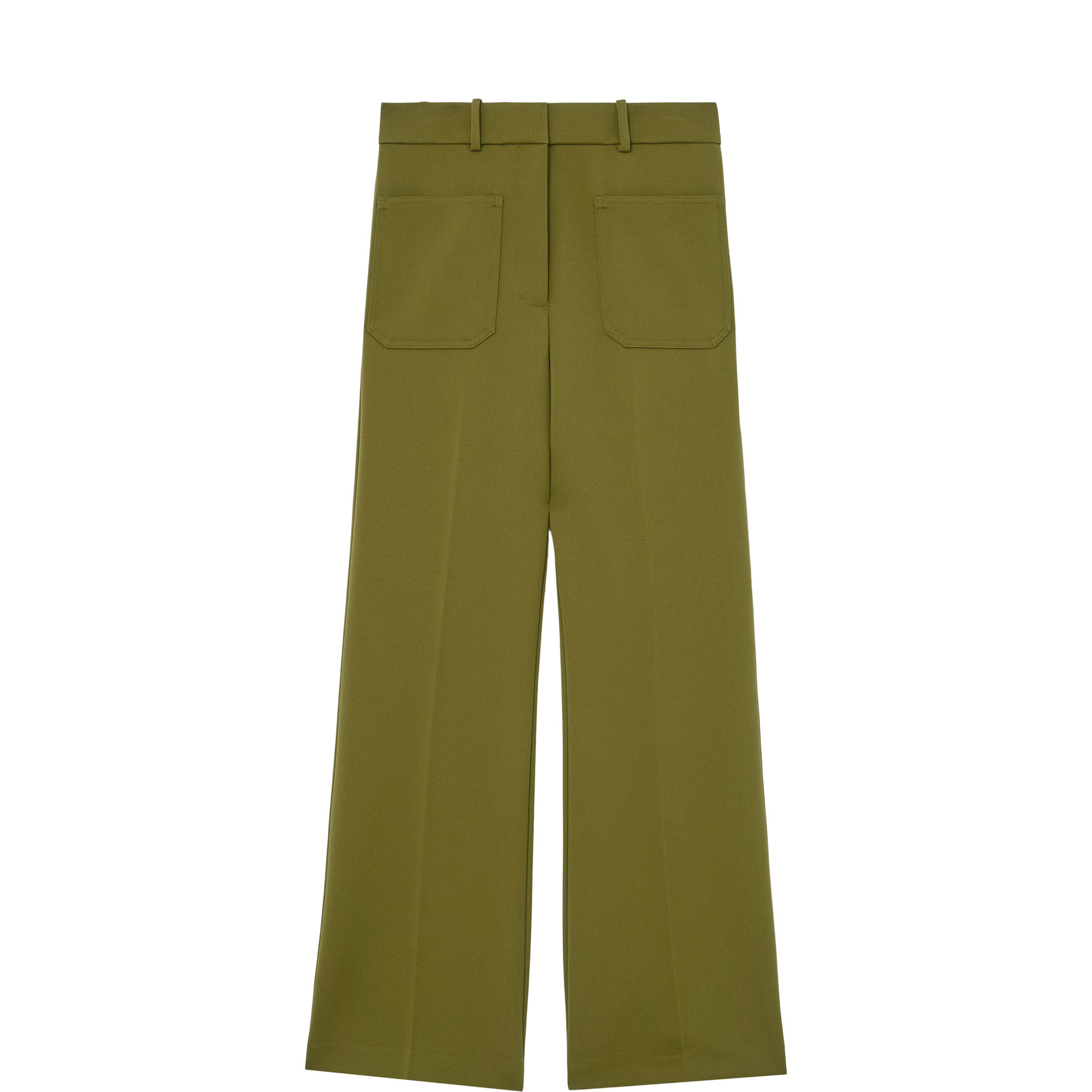 Priya Twill High-Rise Flared Trousers