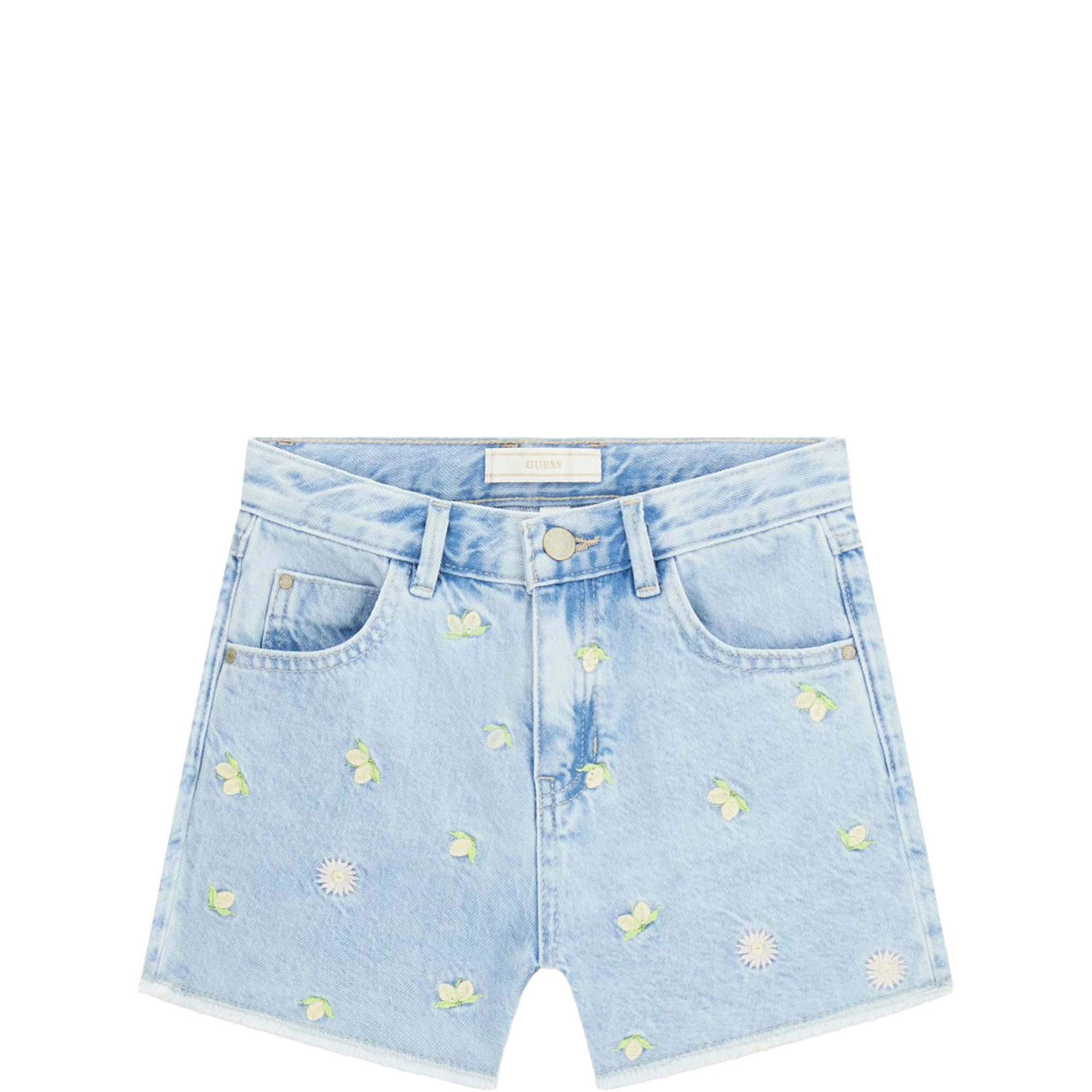 Embroidered Denim Shorts