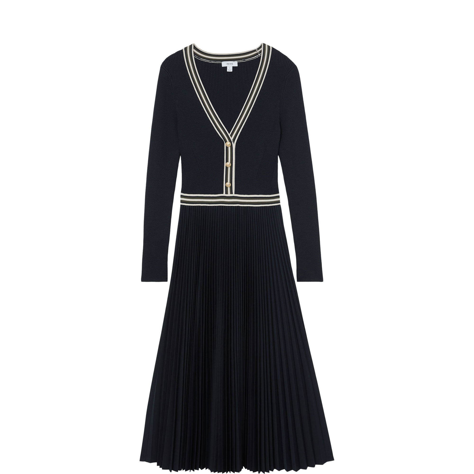 Gaia Rib Knit Pleated Dress