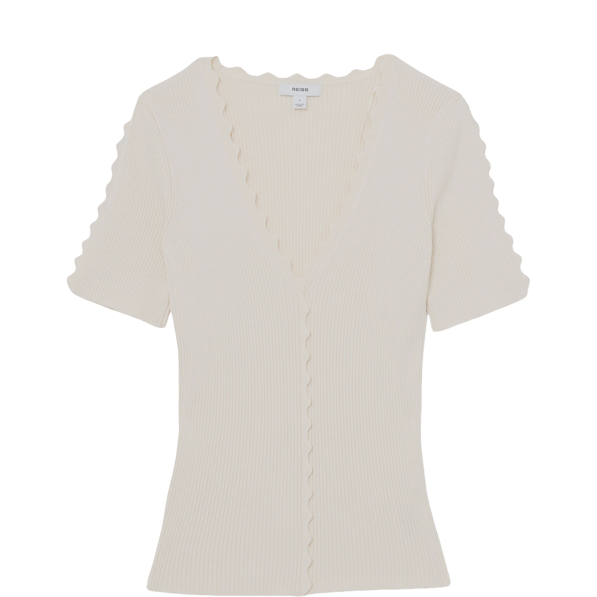 Marcy Ribbed Scallop Trim Top
