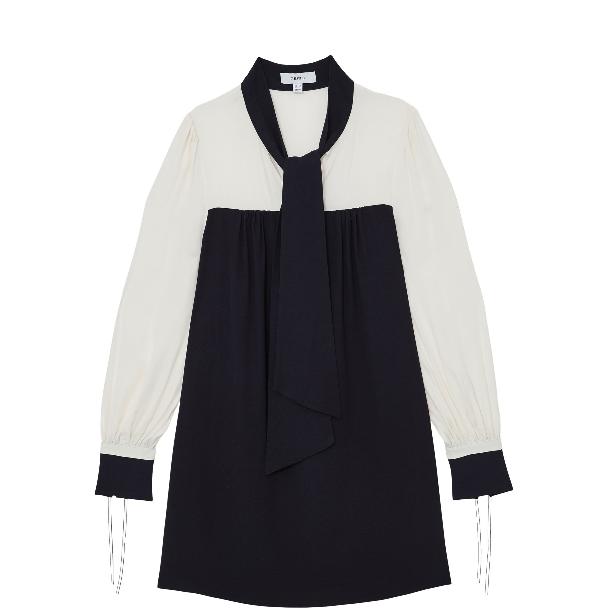 Cam Tie-Neck Shift Mini Dress