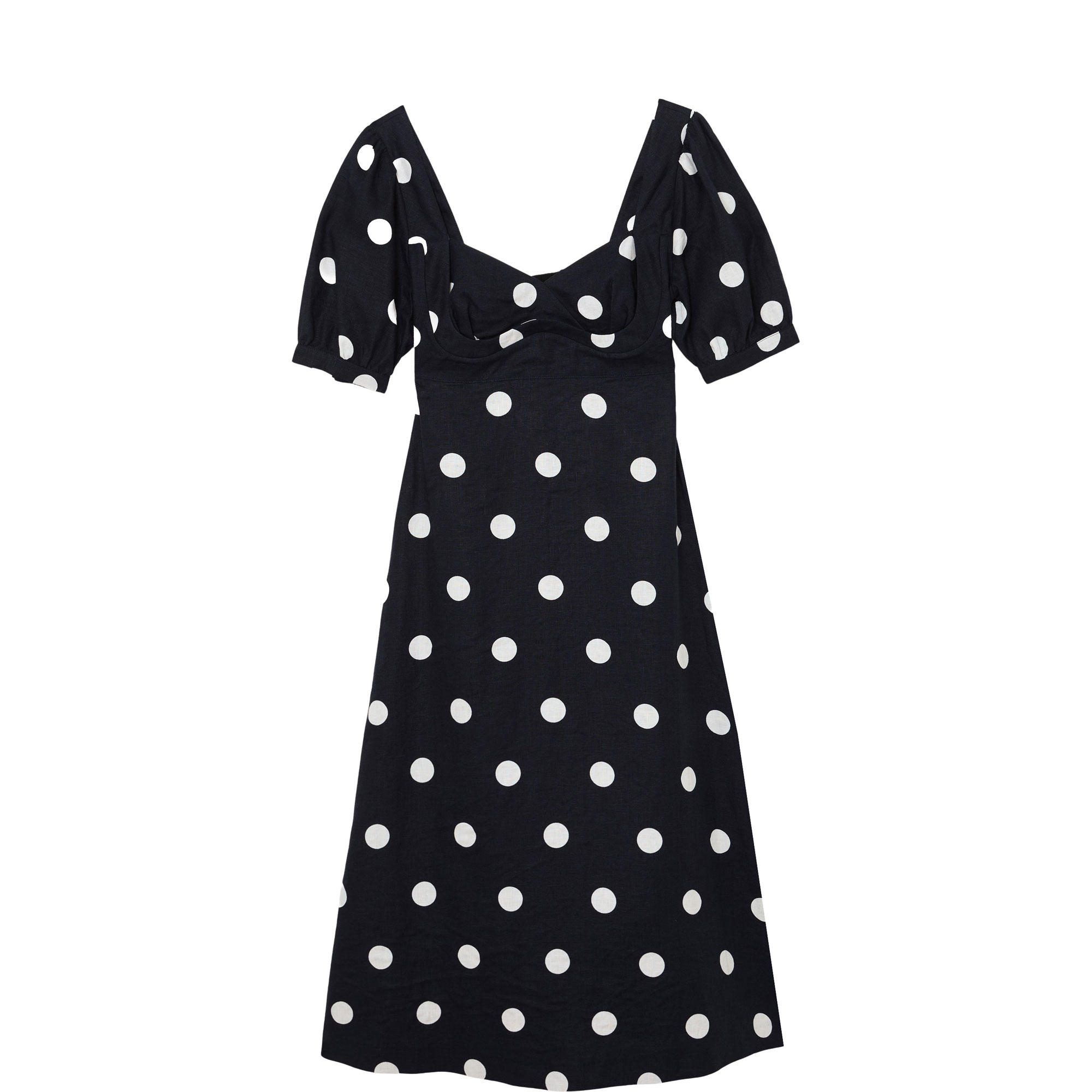 Astrid Polka Dot Linen Flared Dress