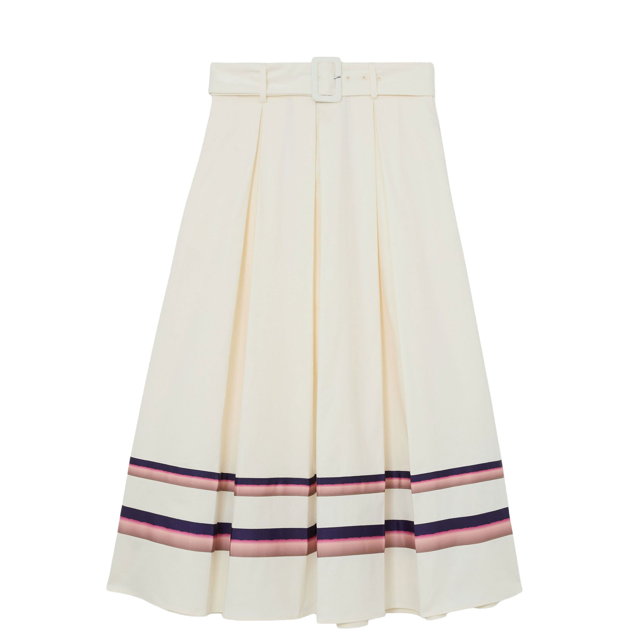 Rian Stripe-Detail Belted Skirt