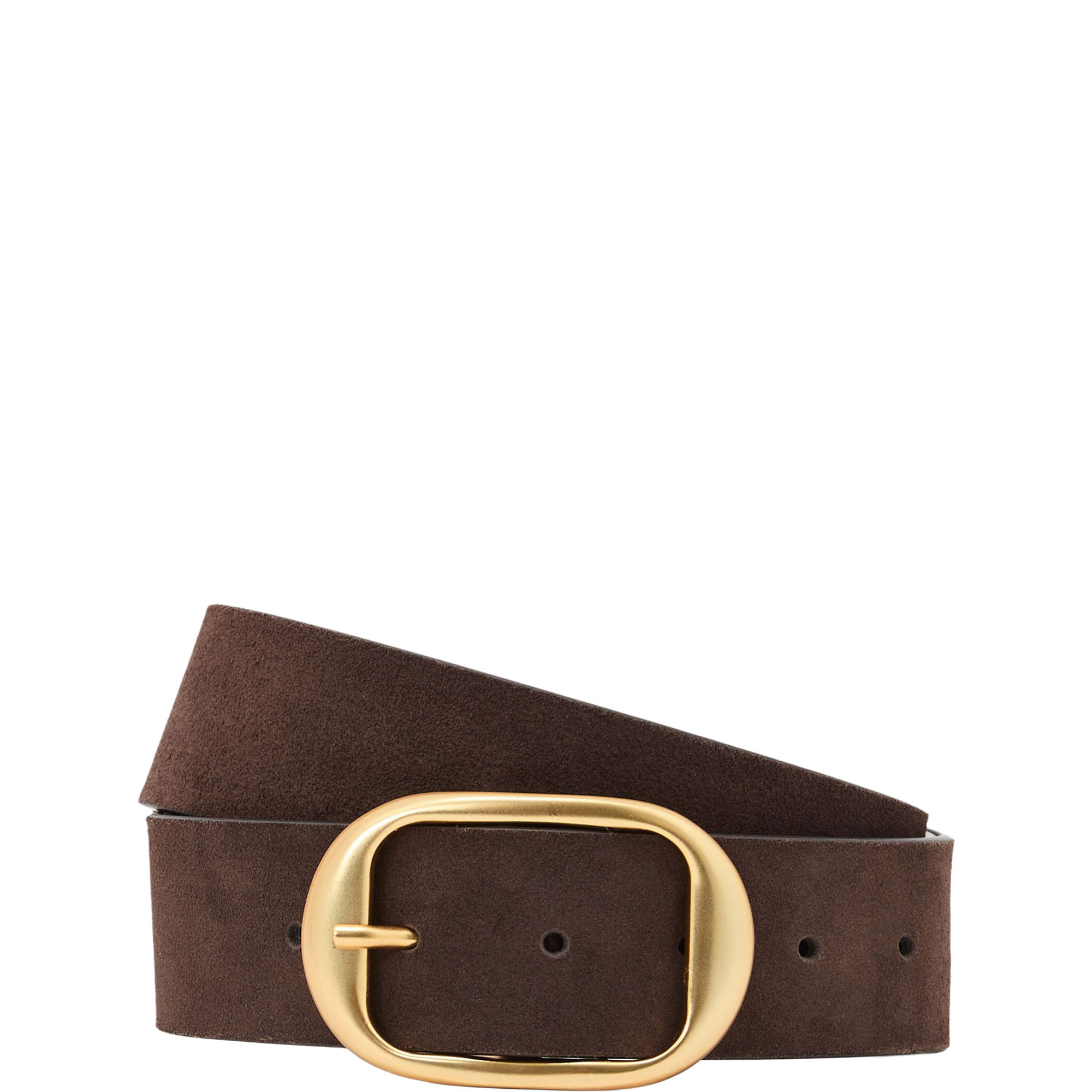Athena Suede Oval-Buckle Belt
