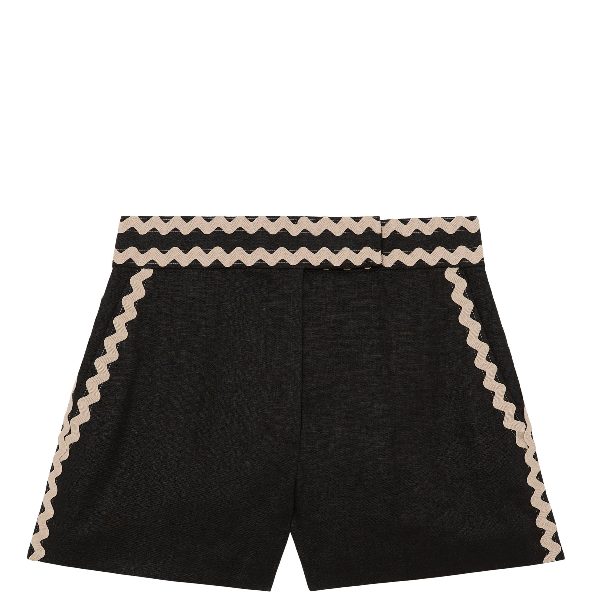 Mila Linen Wave-Trim Shorts