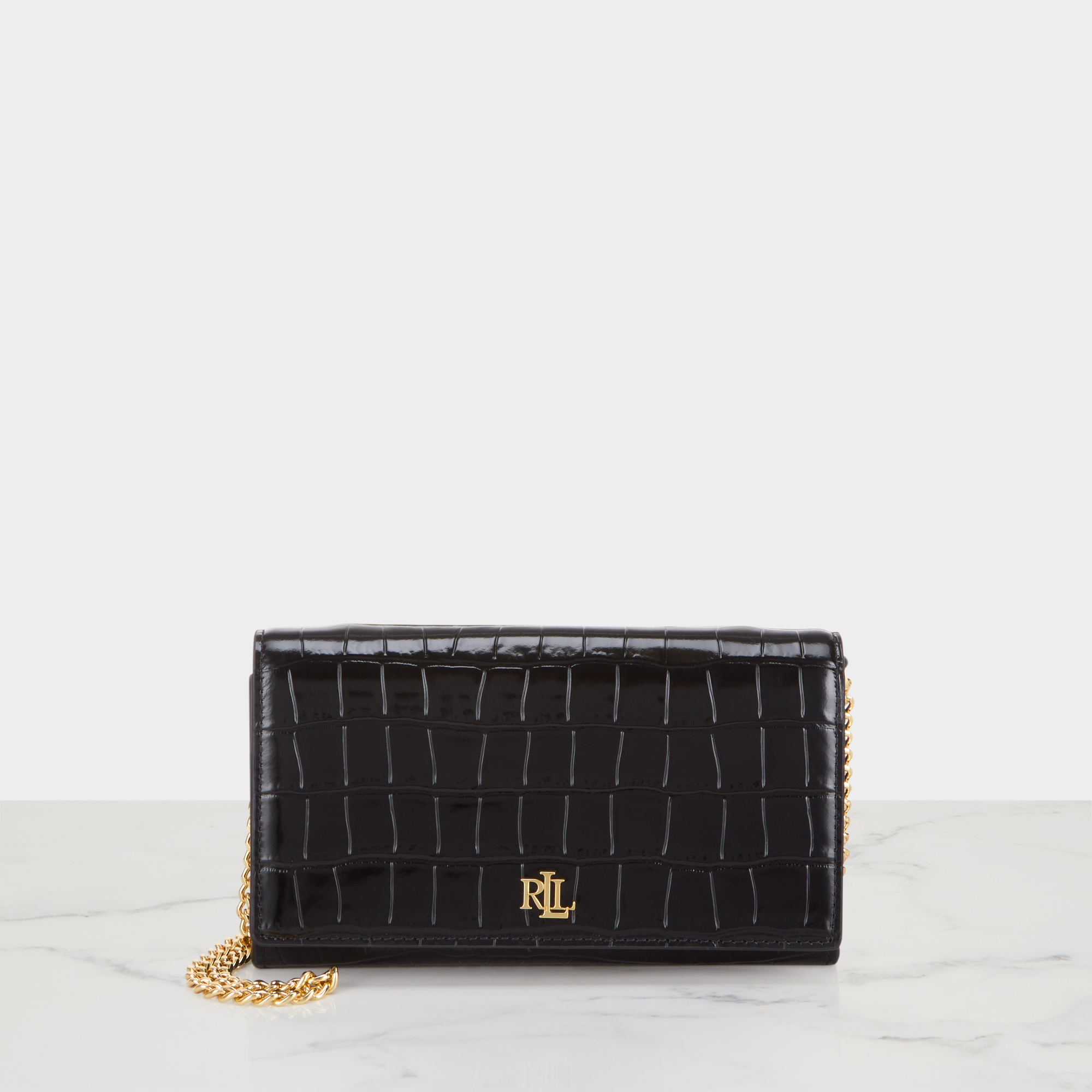 Adair Large Chain Croc Embossed Clutch