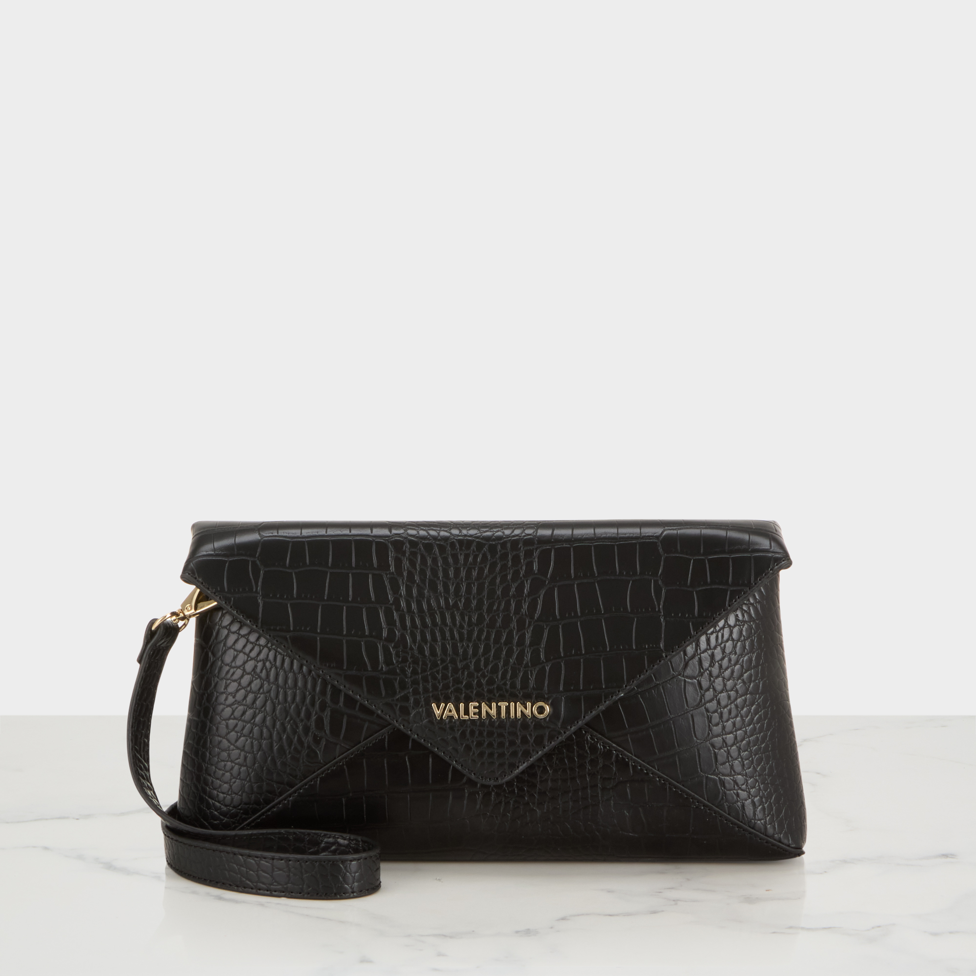 Emera Croc-Embossed Pochette Bag
