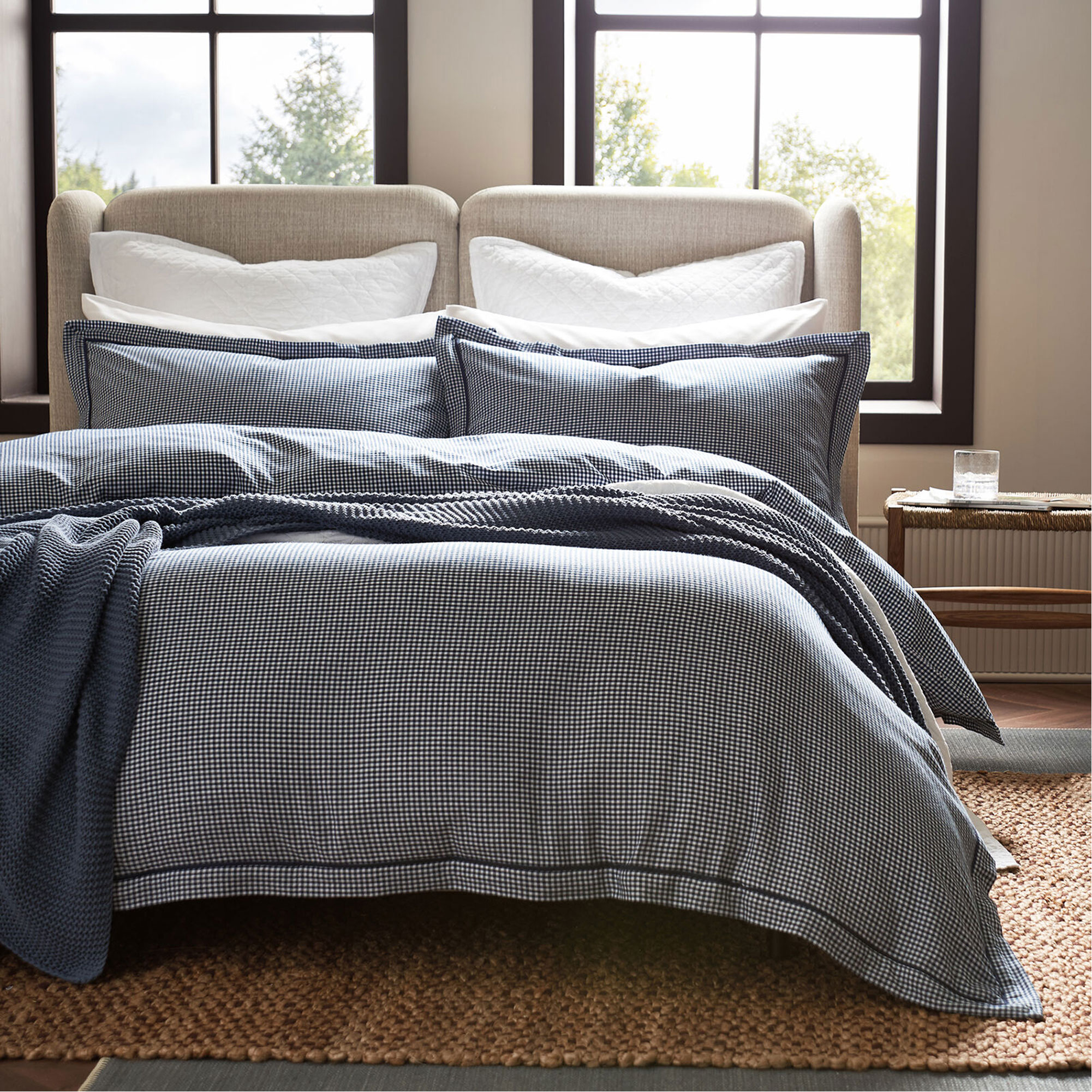 Gingham Oxford Duvet Set Blue