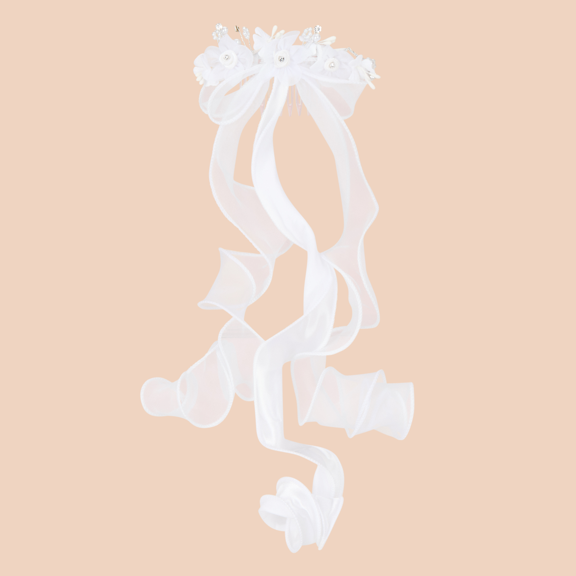 Floral Ribbon Communion Hair Bow