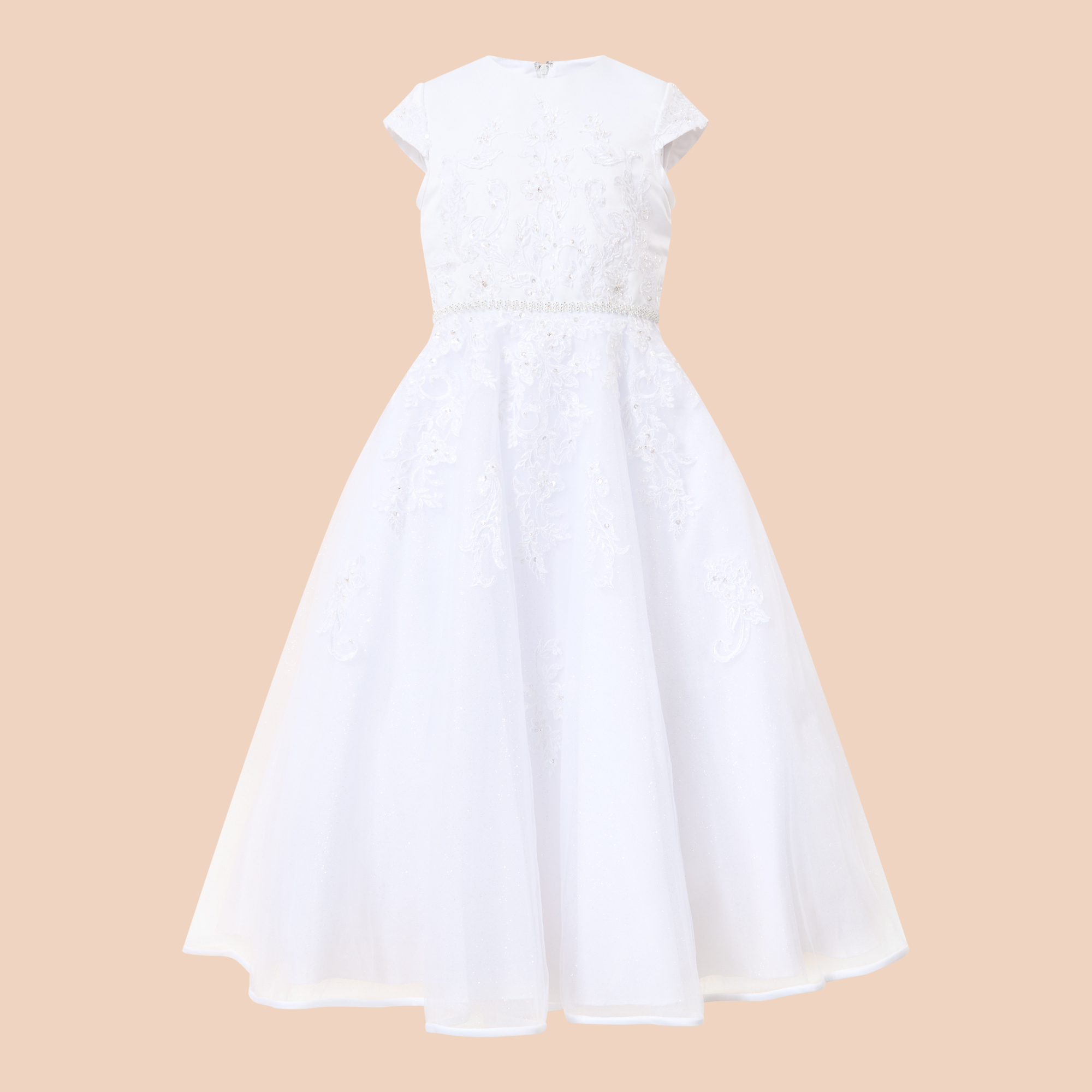 Bow Appliqué Embellished Communion Dress