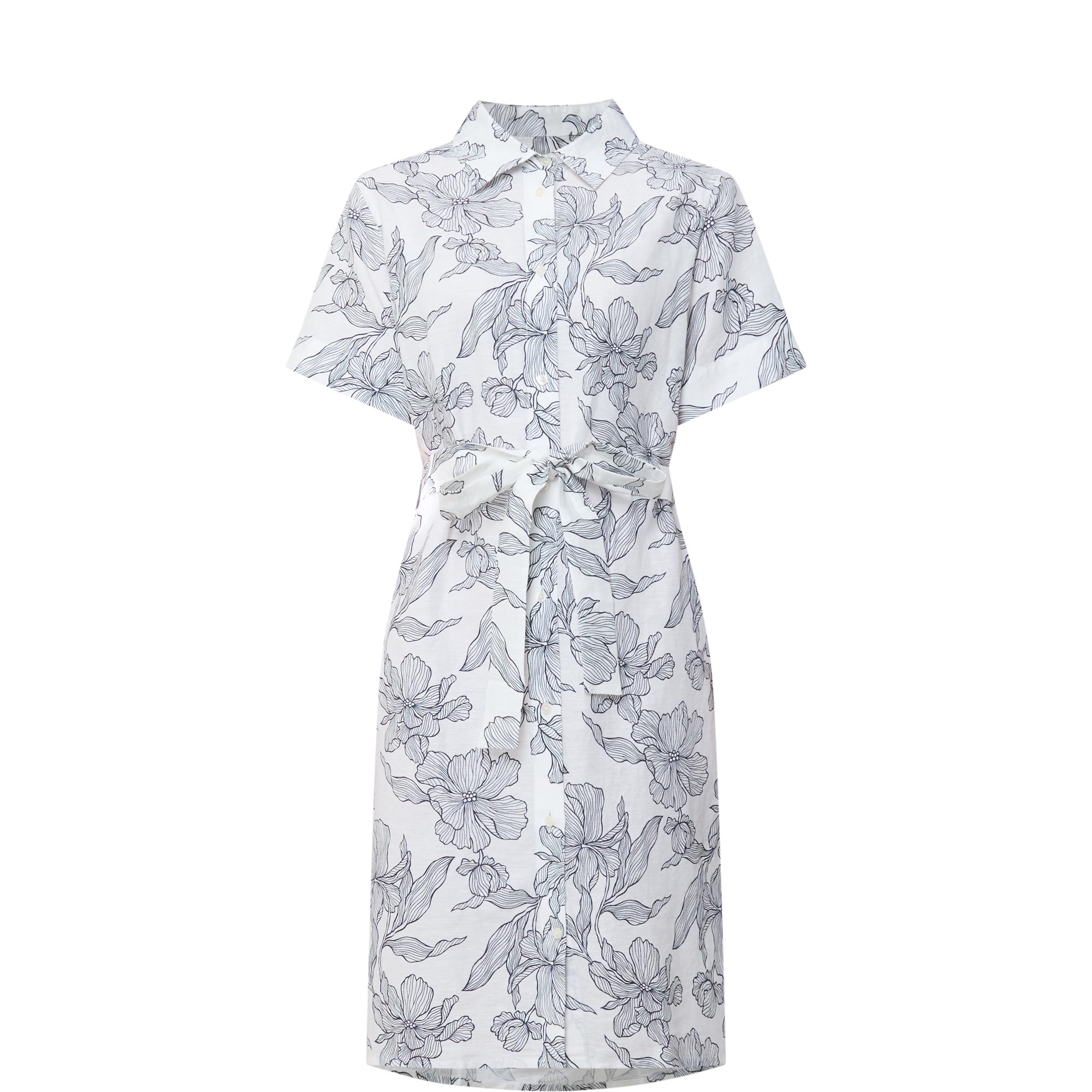 Floral Belted Mini Shirt Dress