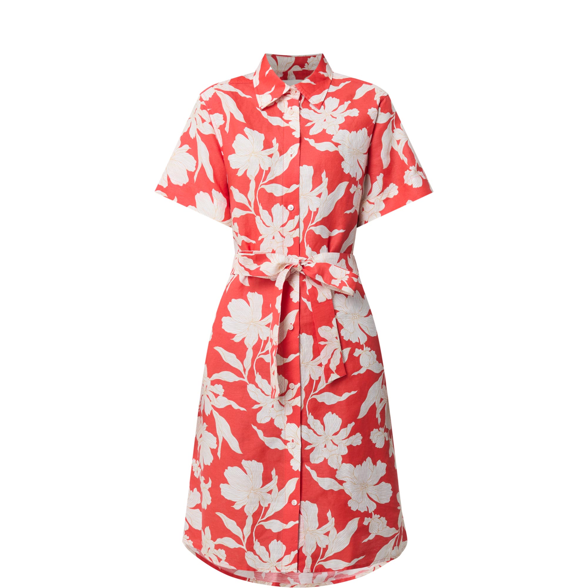 Floral Belted Mini Shirt Dress