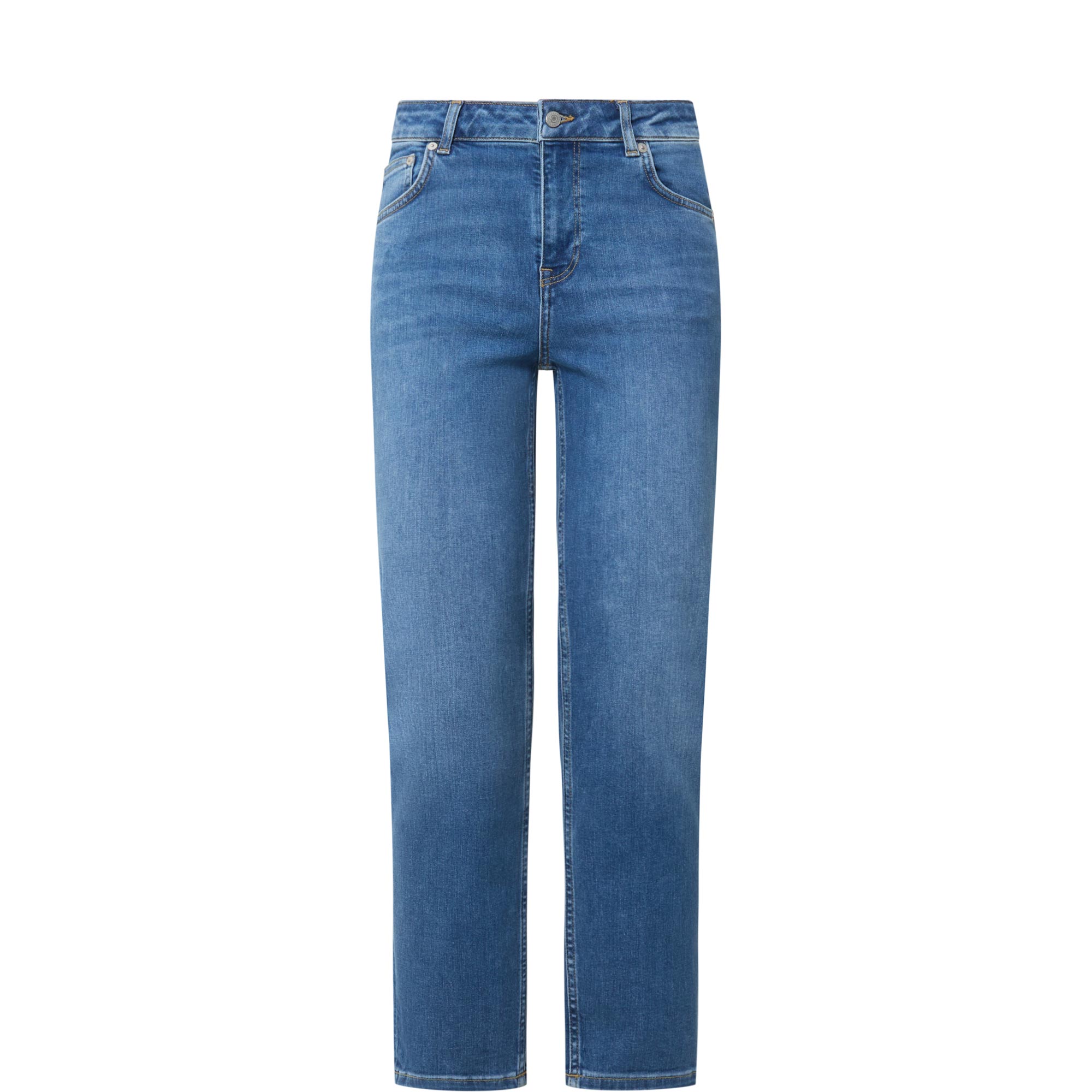 Cropped Mid-Rise Straight Leg Jeans