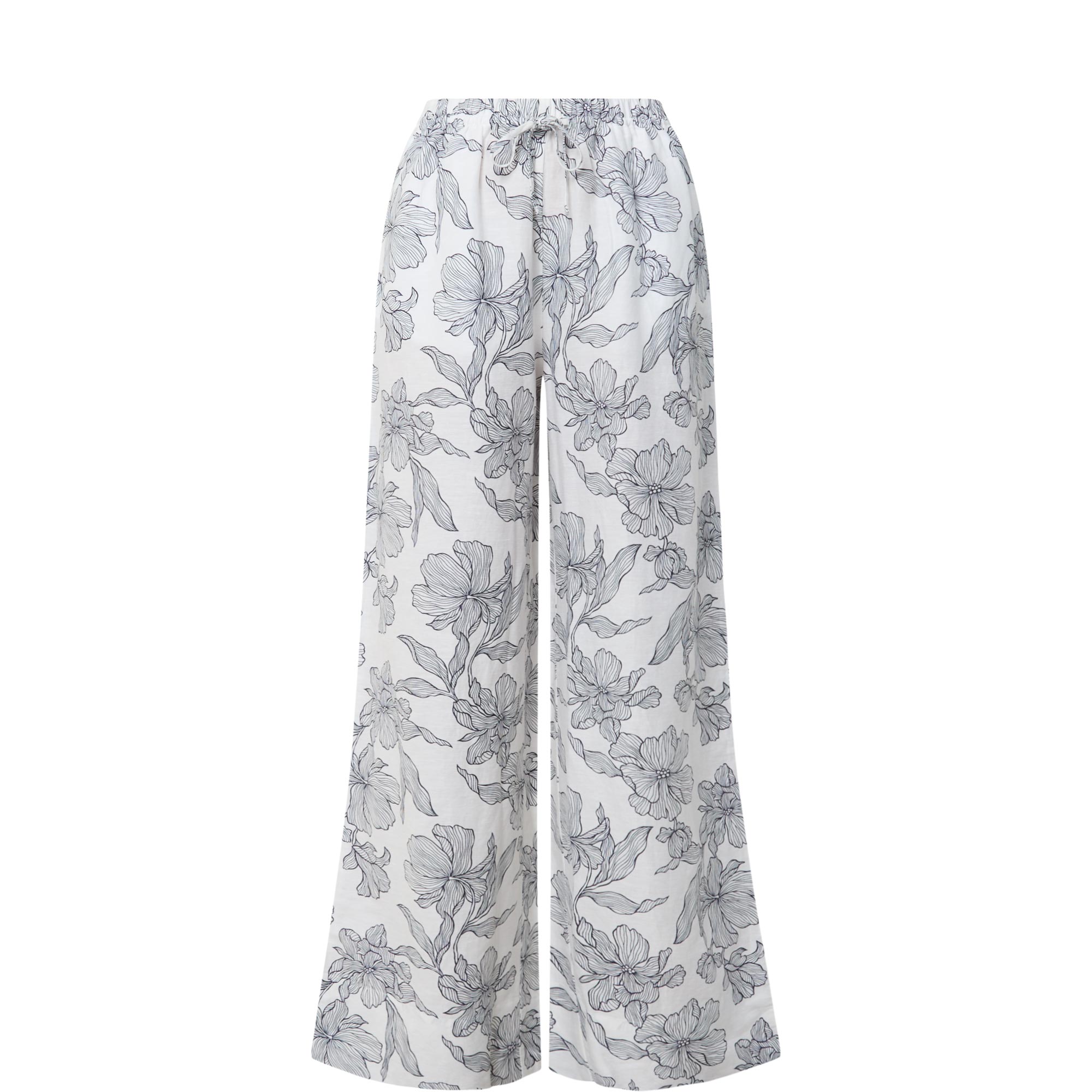 Floral Print Wide-Leg Trousers