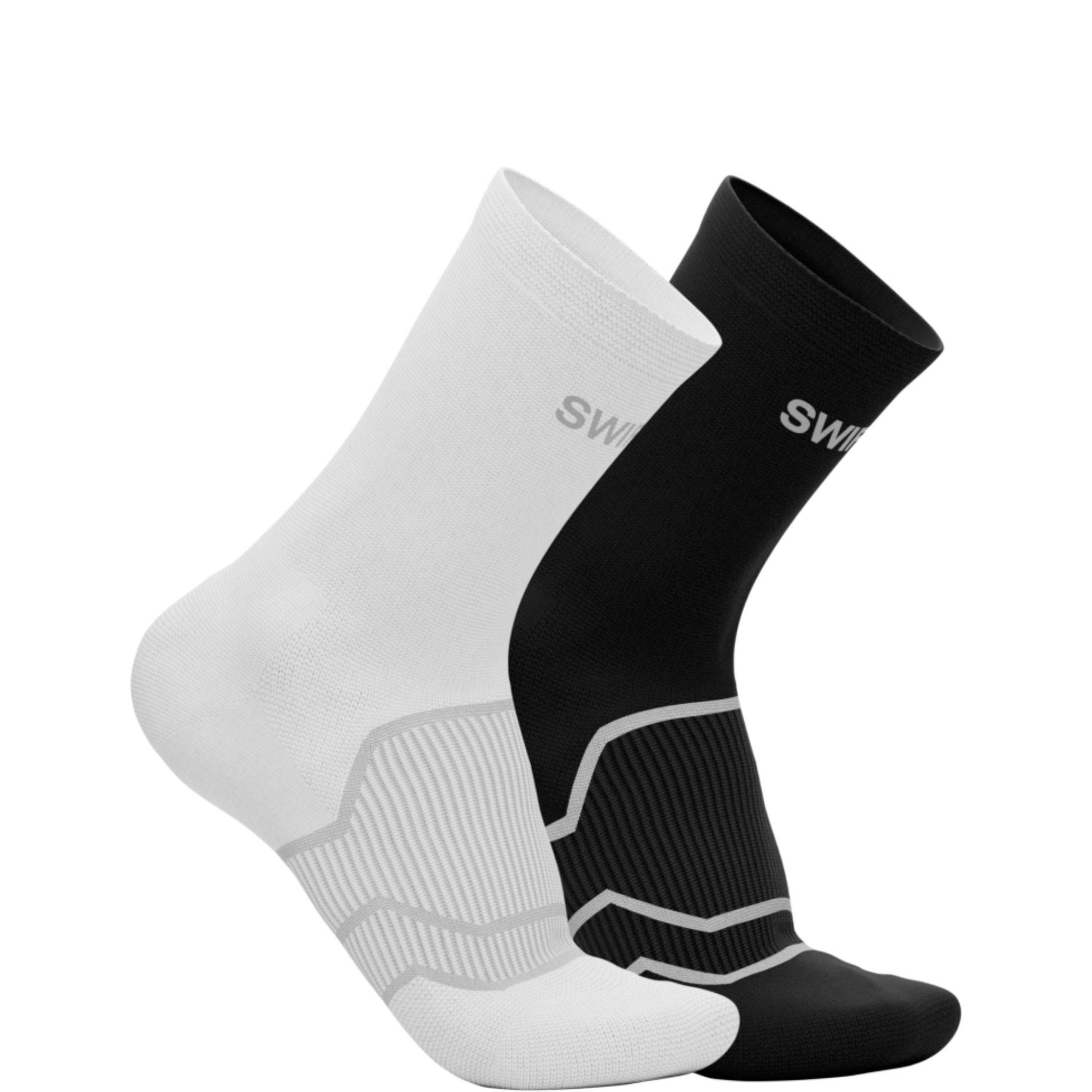 Pack of Two Black and White Reflective Running Socks L/XL