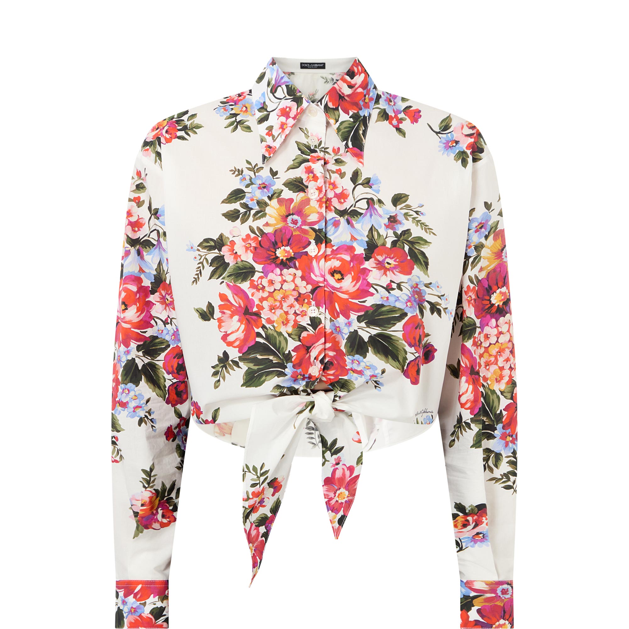 Flower Bouquet Print Knot Blouse