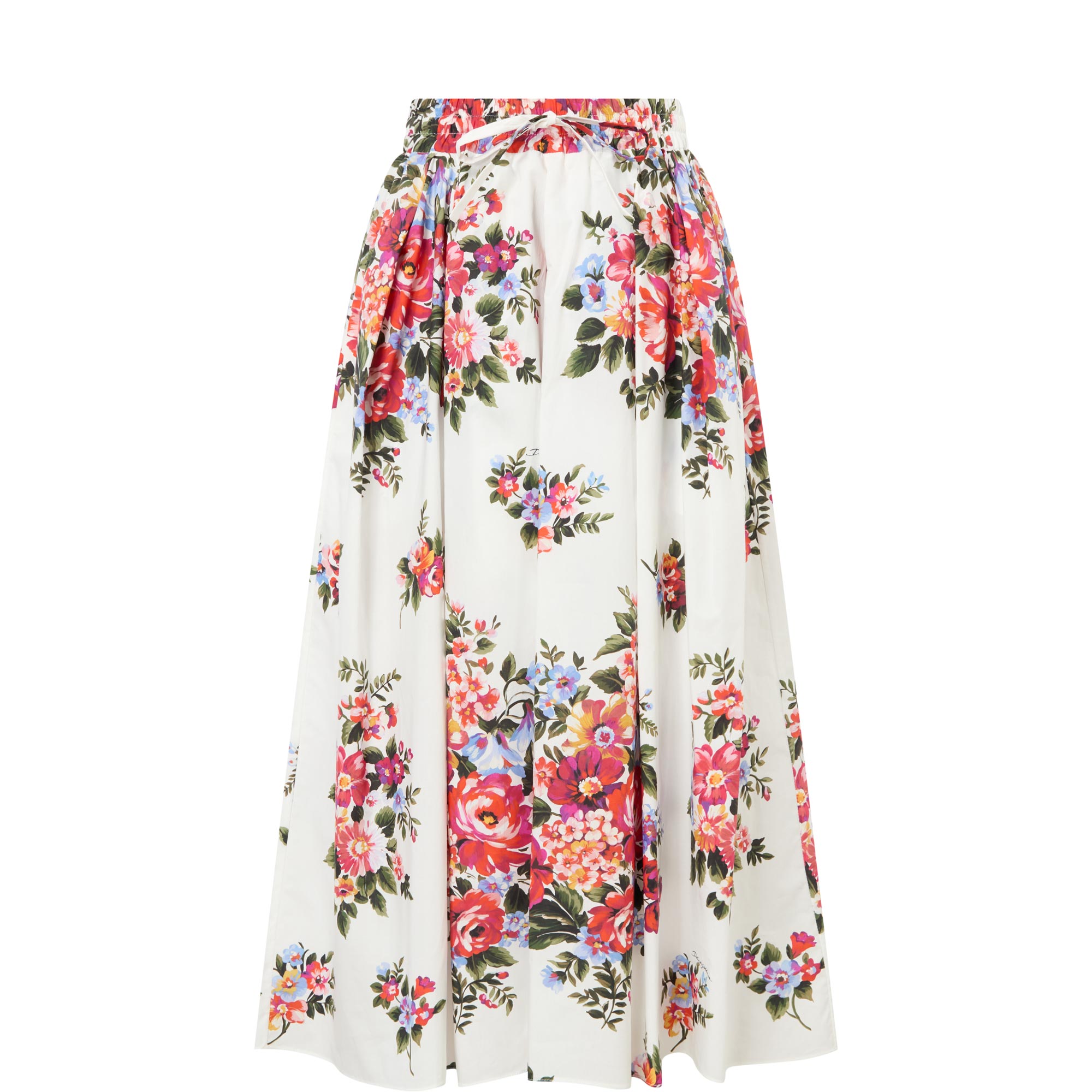 Flower Bouquet Print Silk Skirt