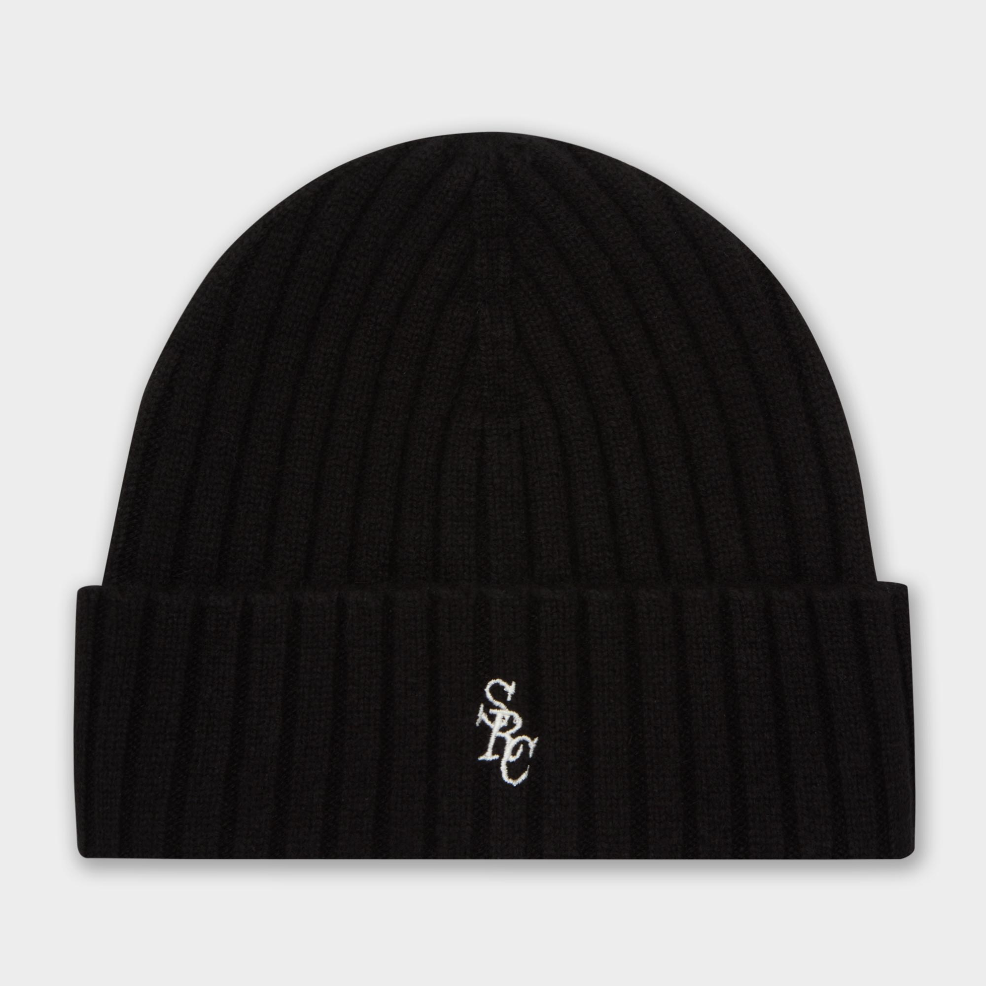 Logo Embroidered Ribbed Knit Beanie Hat