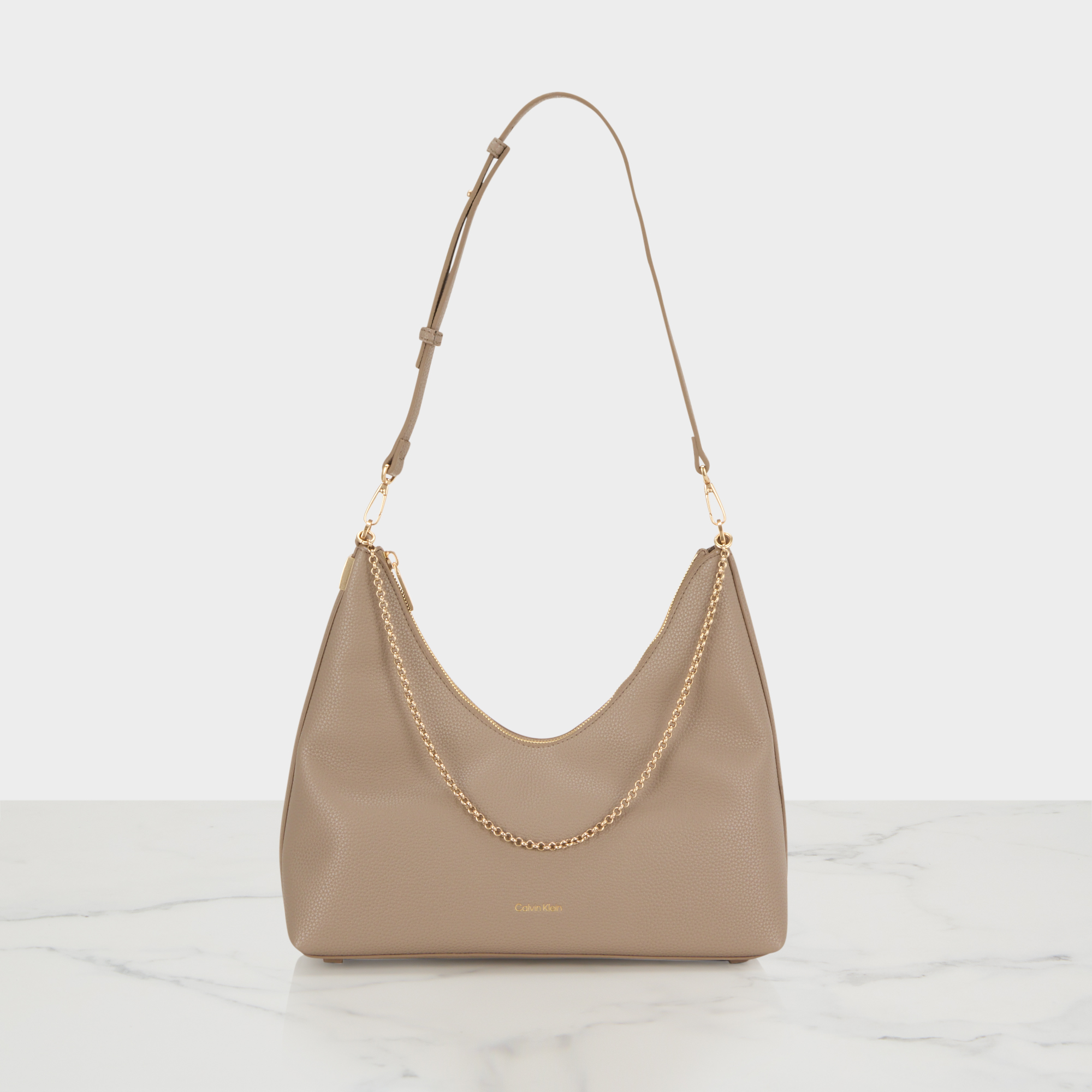 Pebbled Jewellery Chain Hobo Bag
