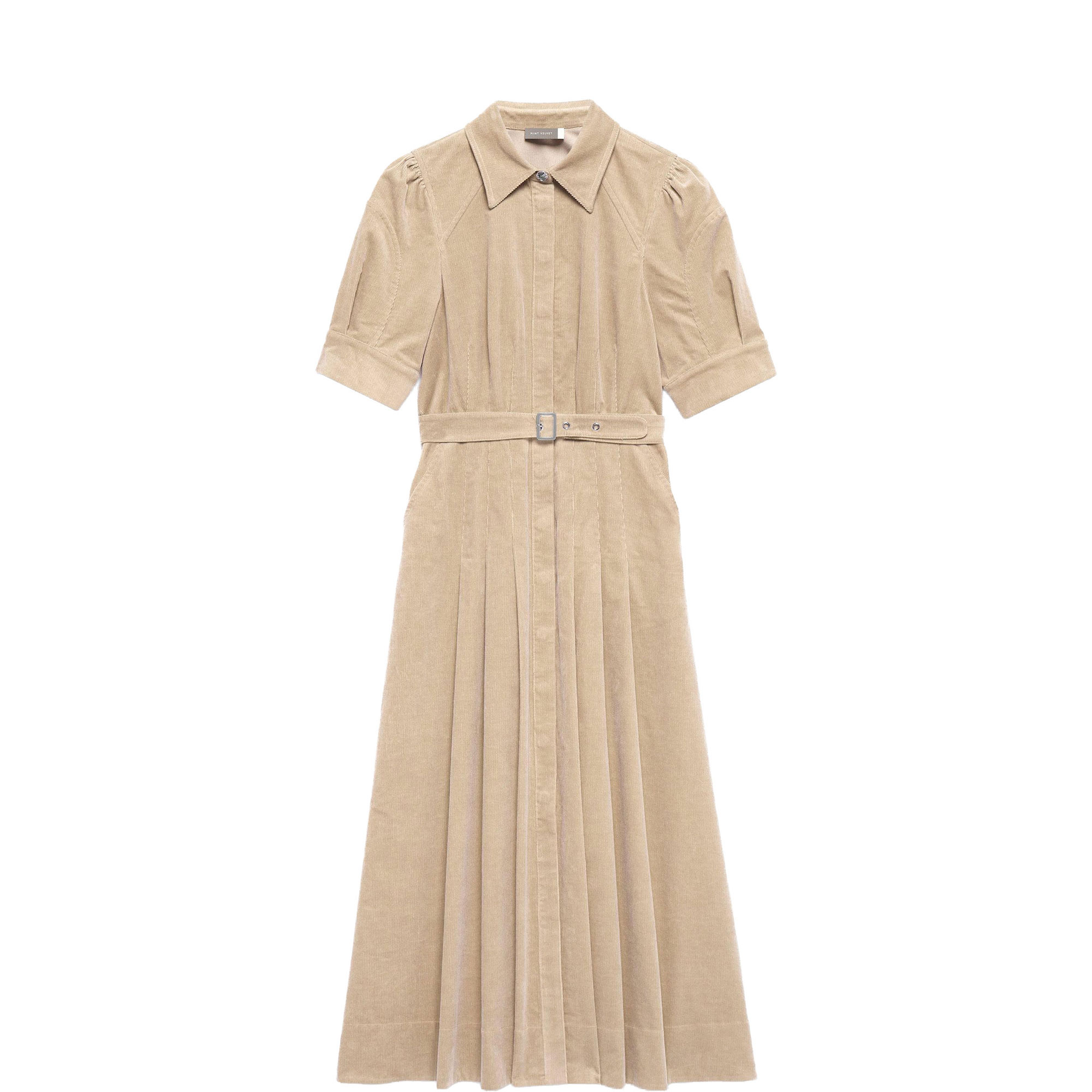 Corduroy Belted Shirt Dress