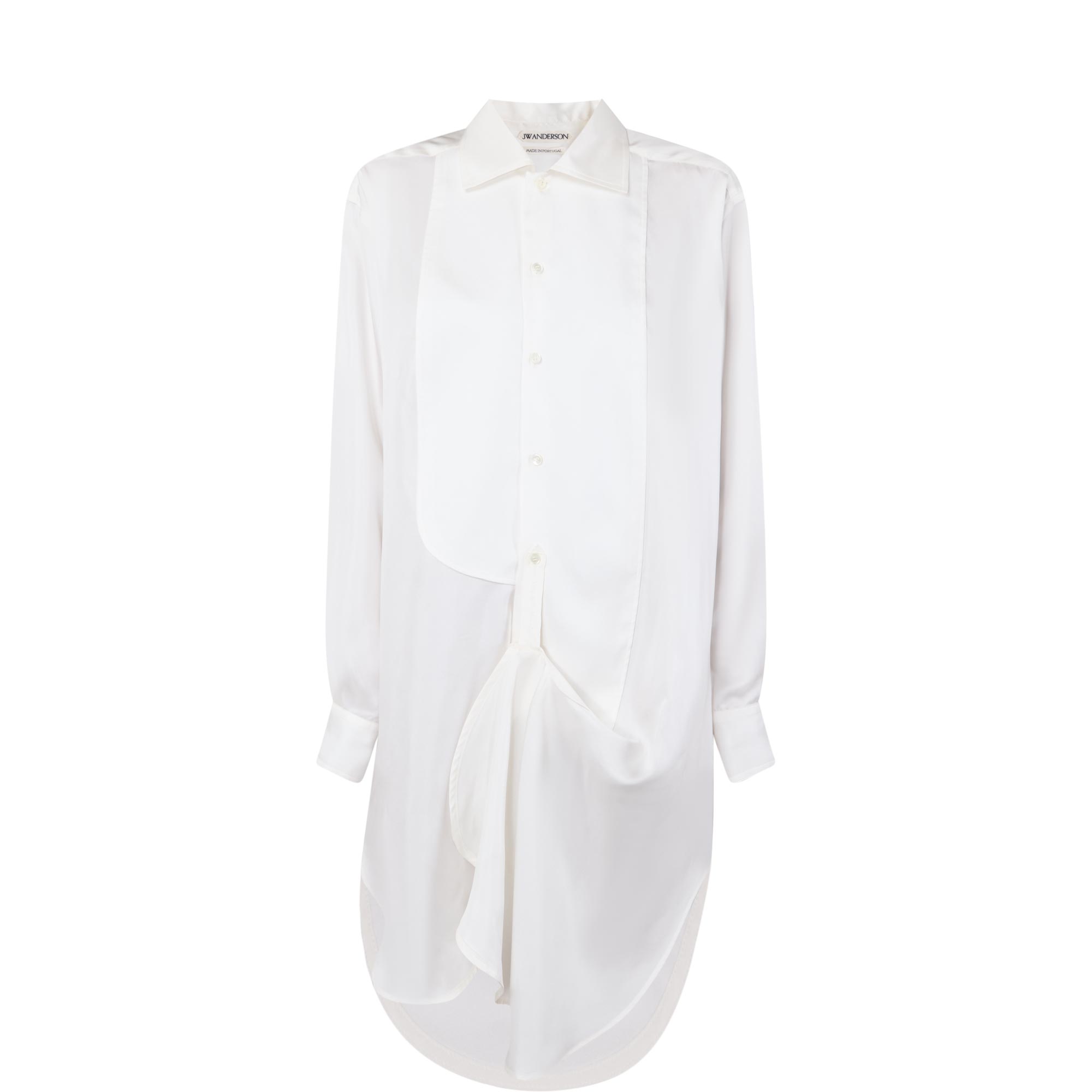 Tuxedo Draped Silk Shirt Dress