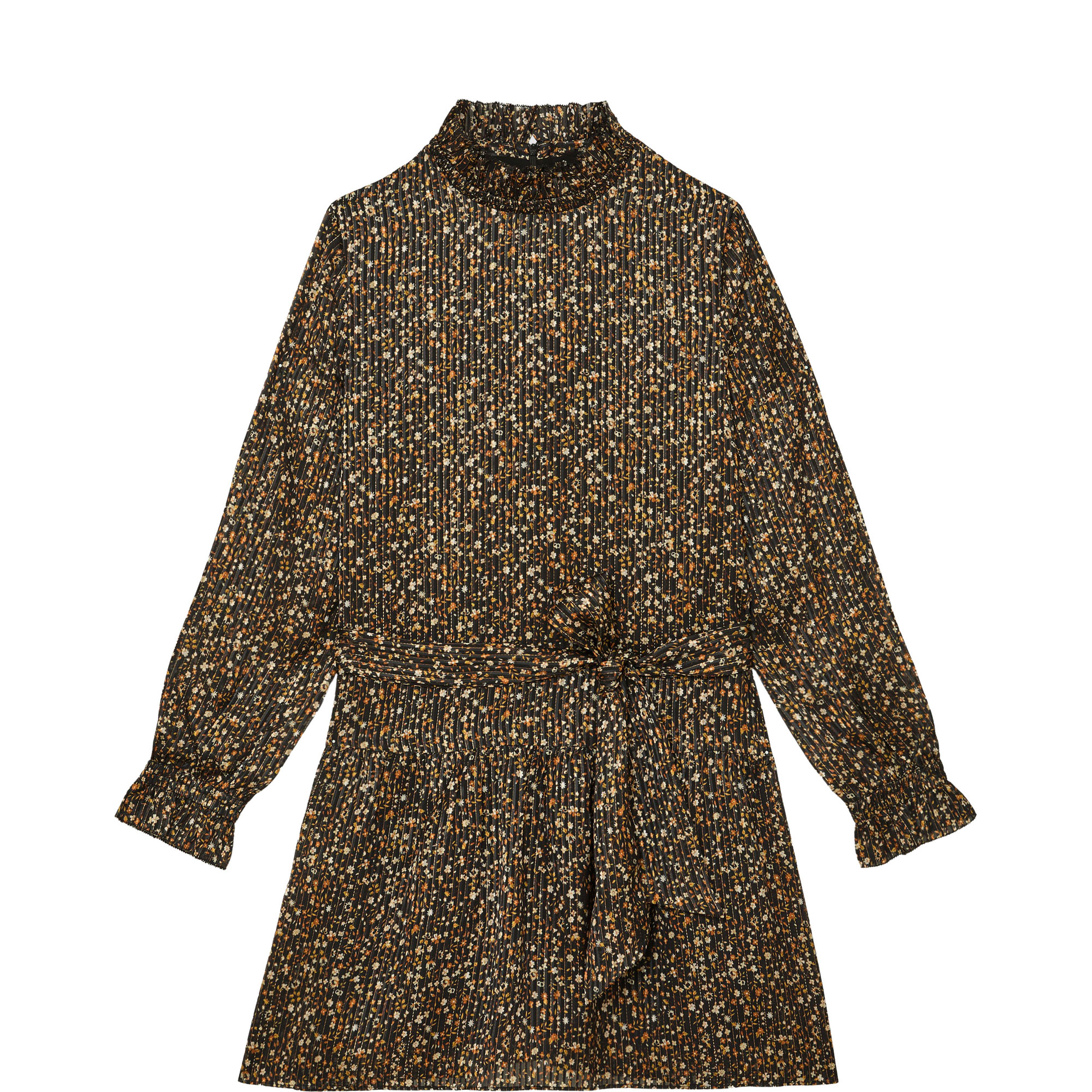 Darci Floral Metallic Flared Mini Dress