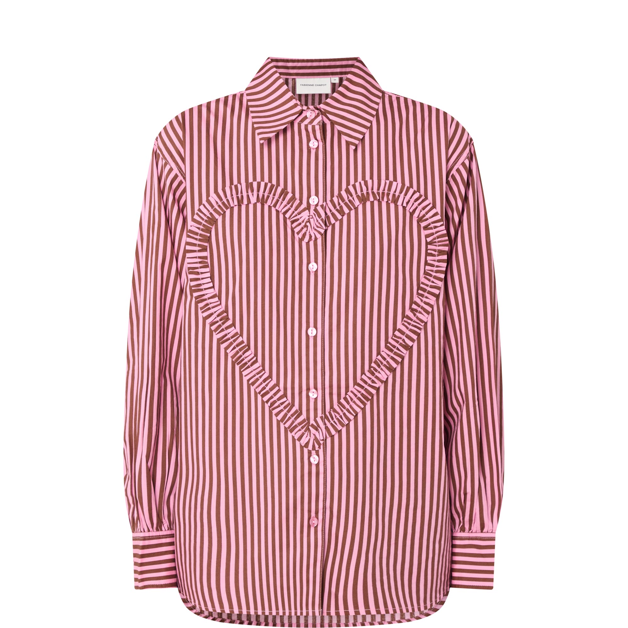 Alex Ruffle Heart Striped Blouse