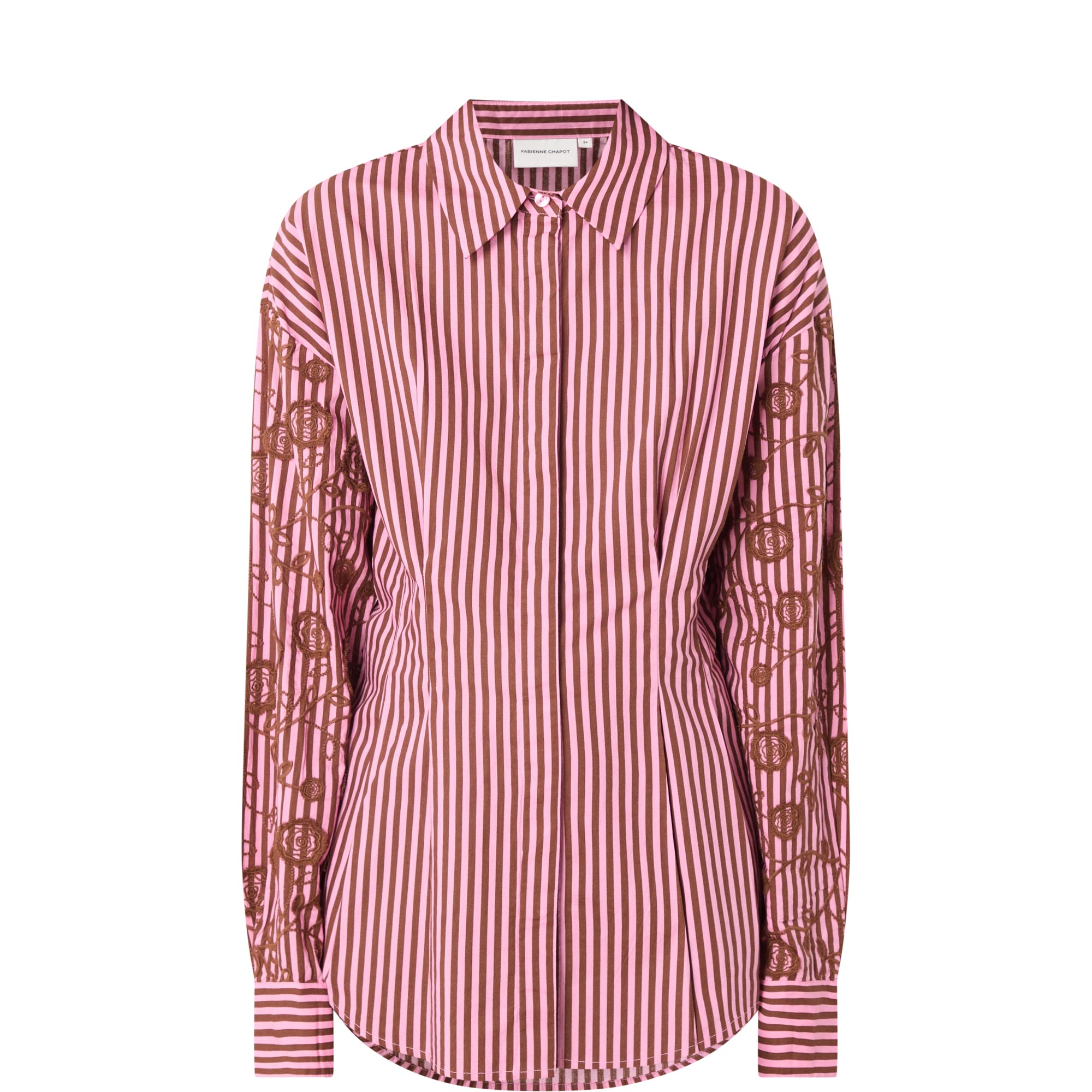 Rosey Embroidery Striped Blouse