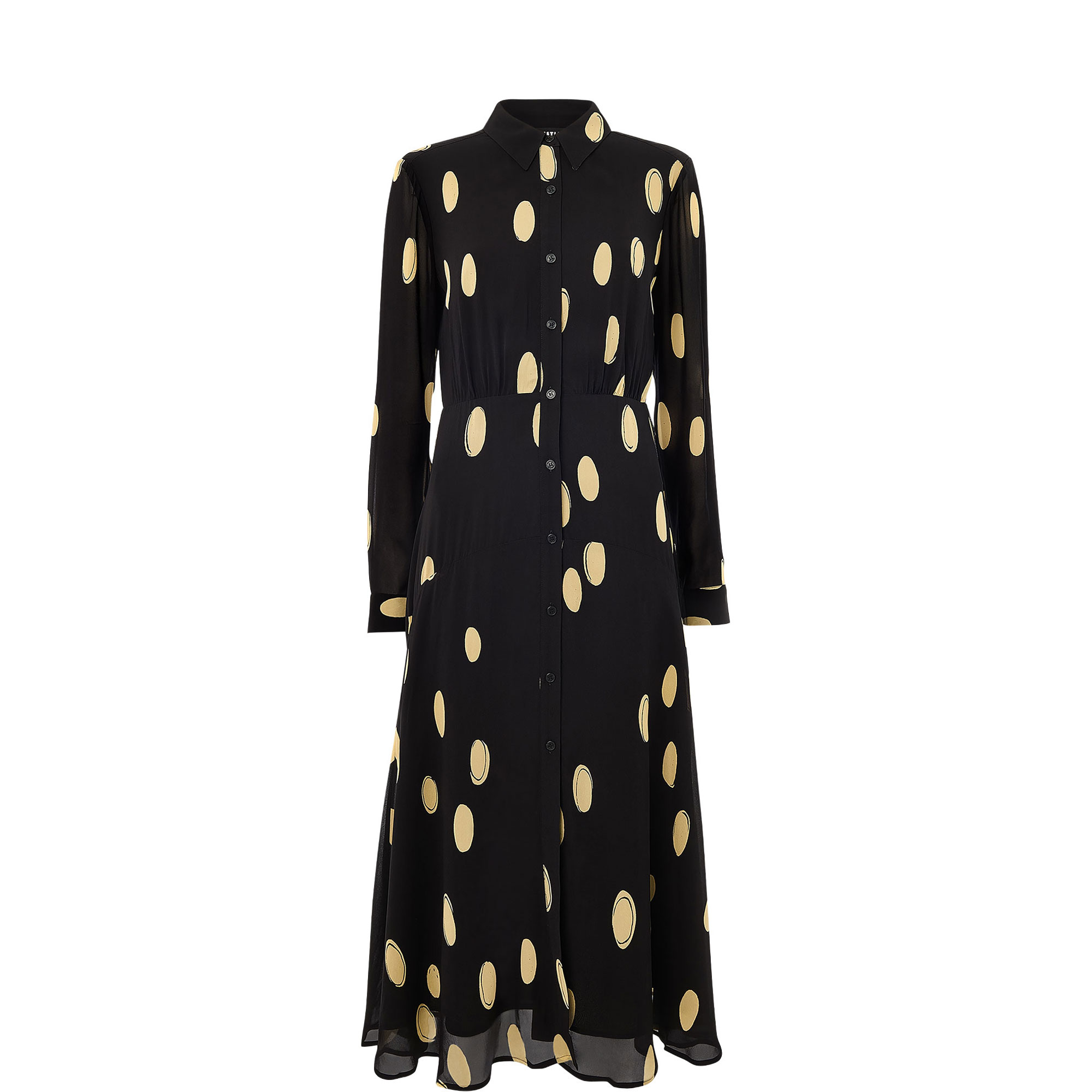 Abstract Spot Ruffle Shirt Dress