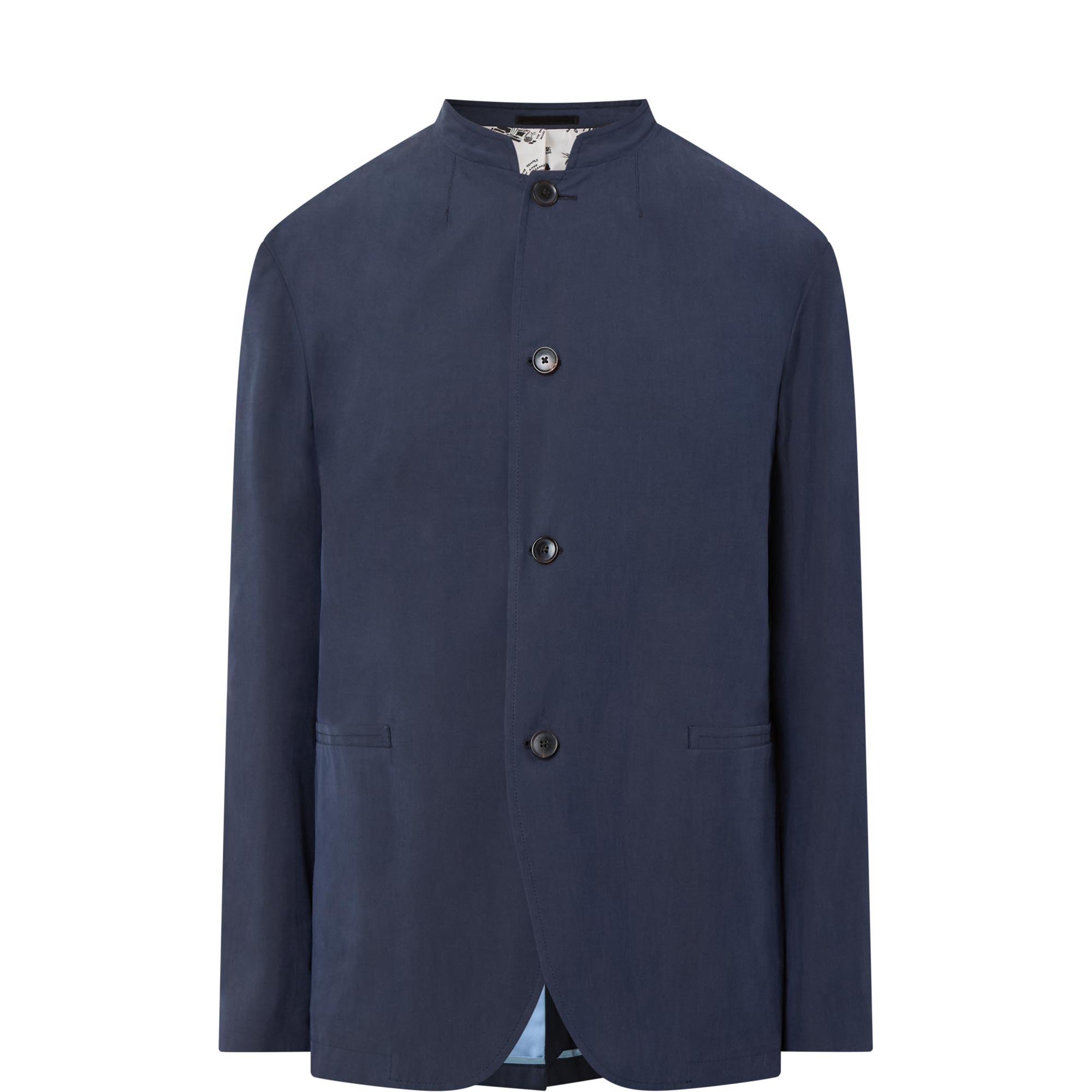 Collarless Button Overshirt