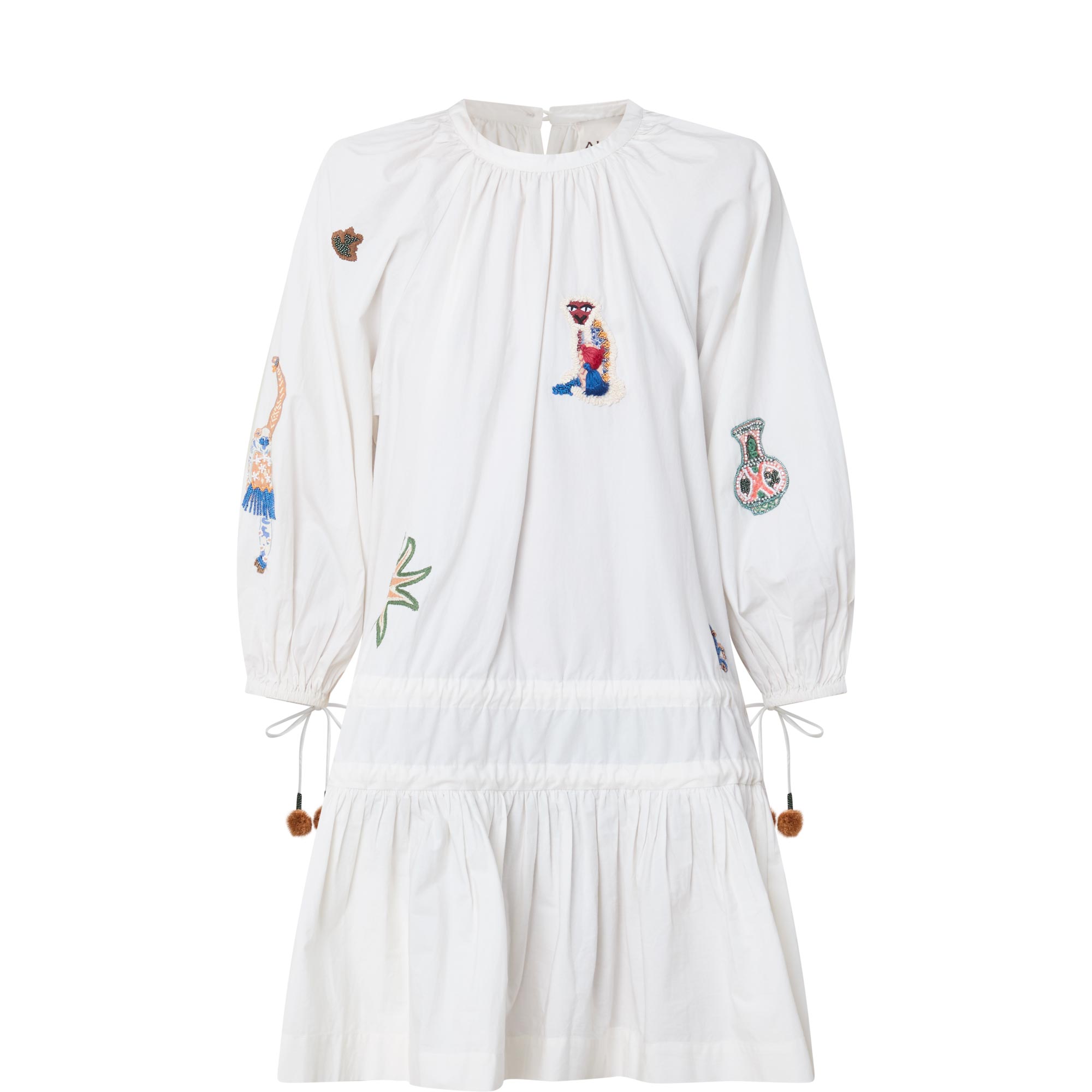 Carmine Embroidered Mini Dress