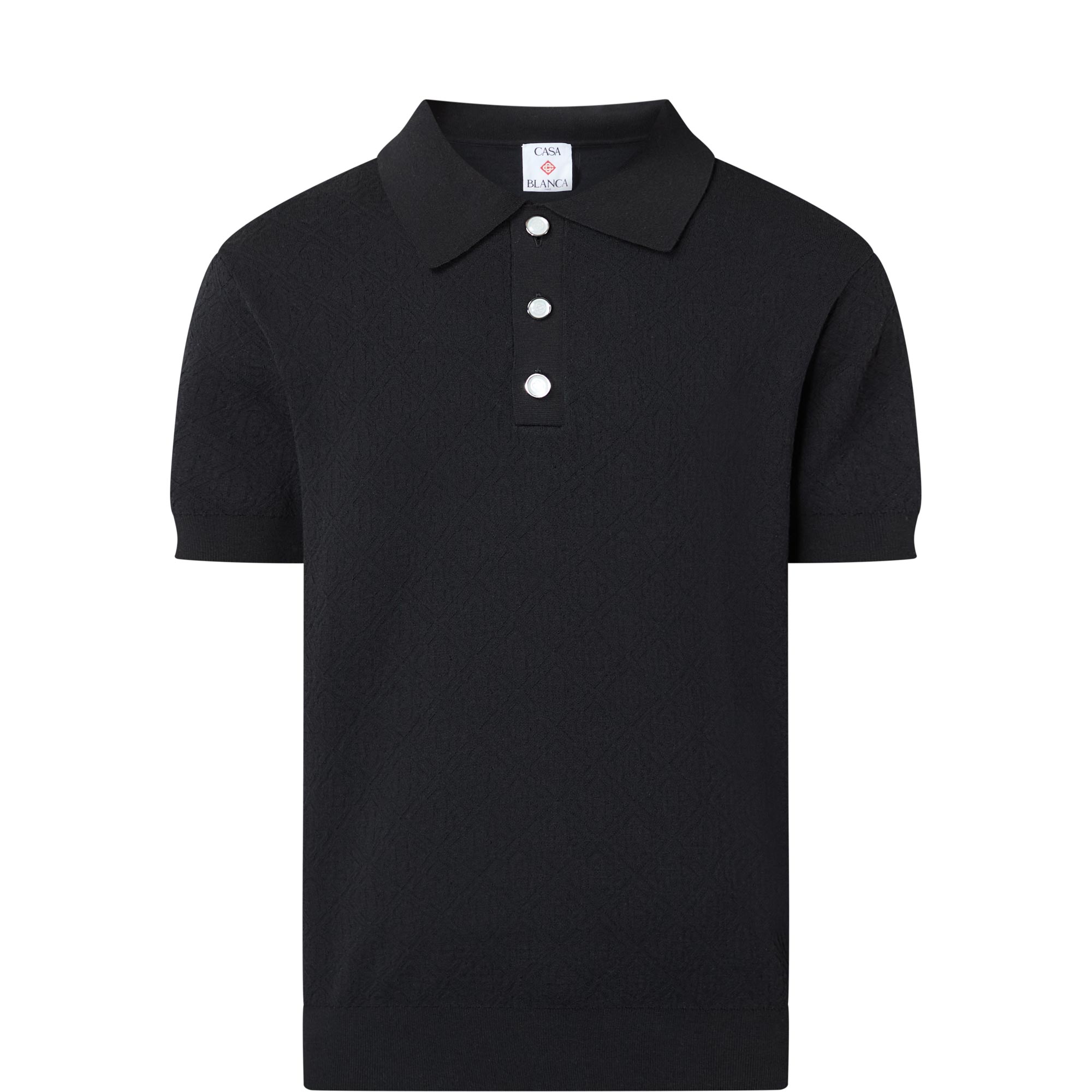 Monogram Logo Pointelle Polo Shirt